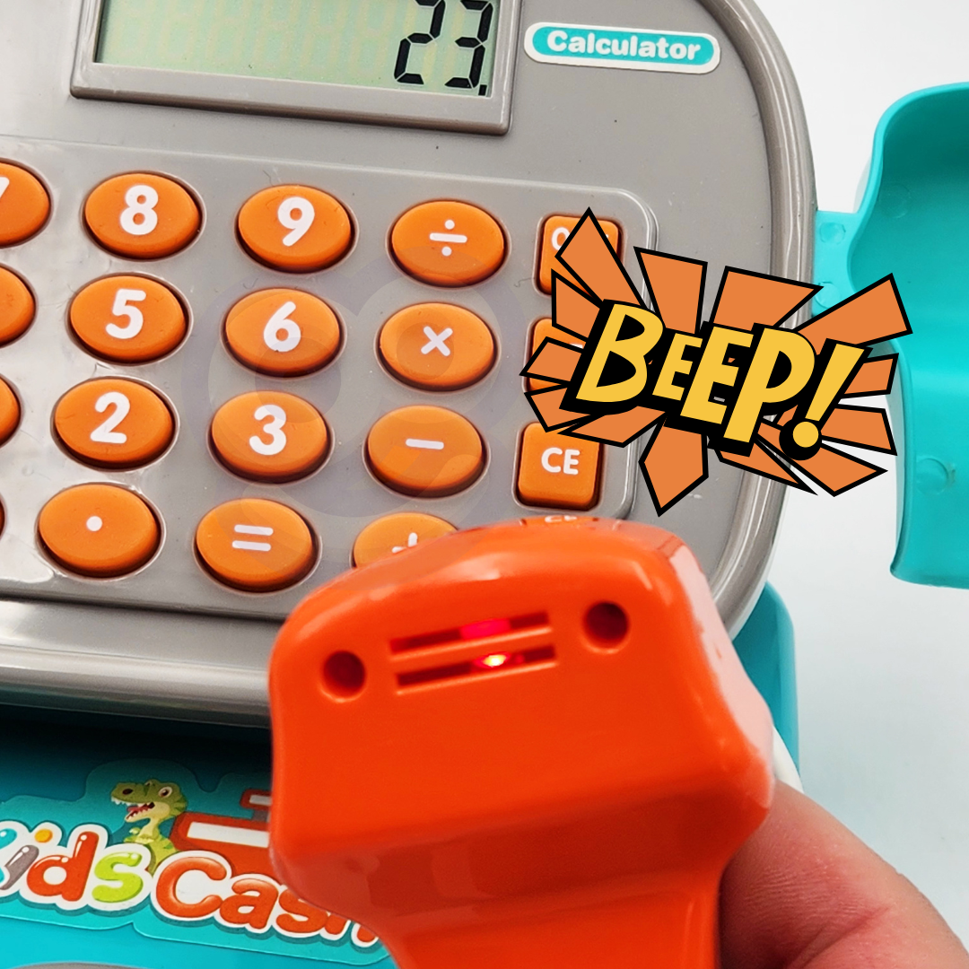 Woopie Dino Registratore di cassa blu con ripiano
