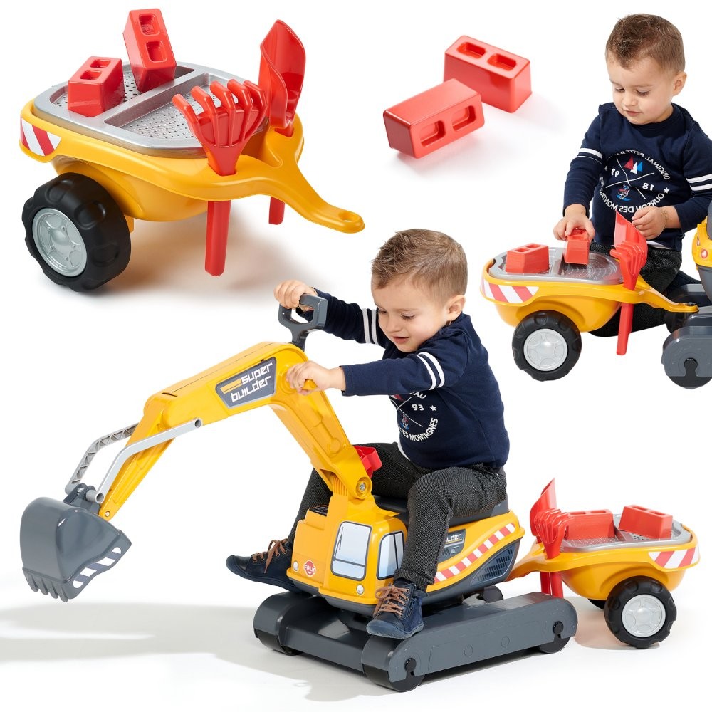 Falk Super Builder Excavator With Trailer And Accessories