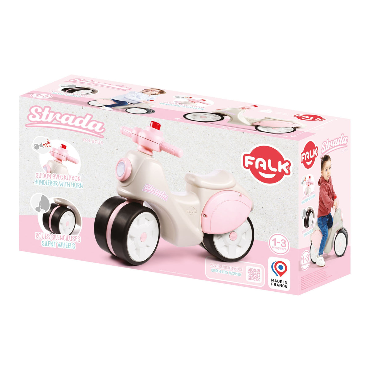 Falk Scooter Strada Porteur Rétro Pour Filles Pneus Silencieux À Partir De 1 An