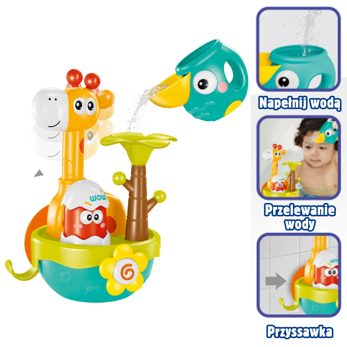 Woopie Baby Żyrafa Zabawka do kąpieli z lejkiem z przyssawką