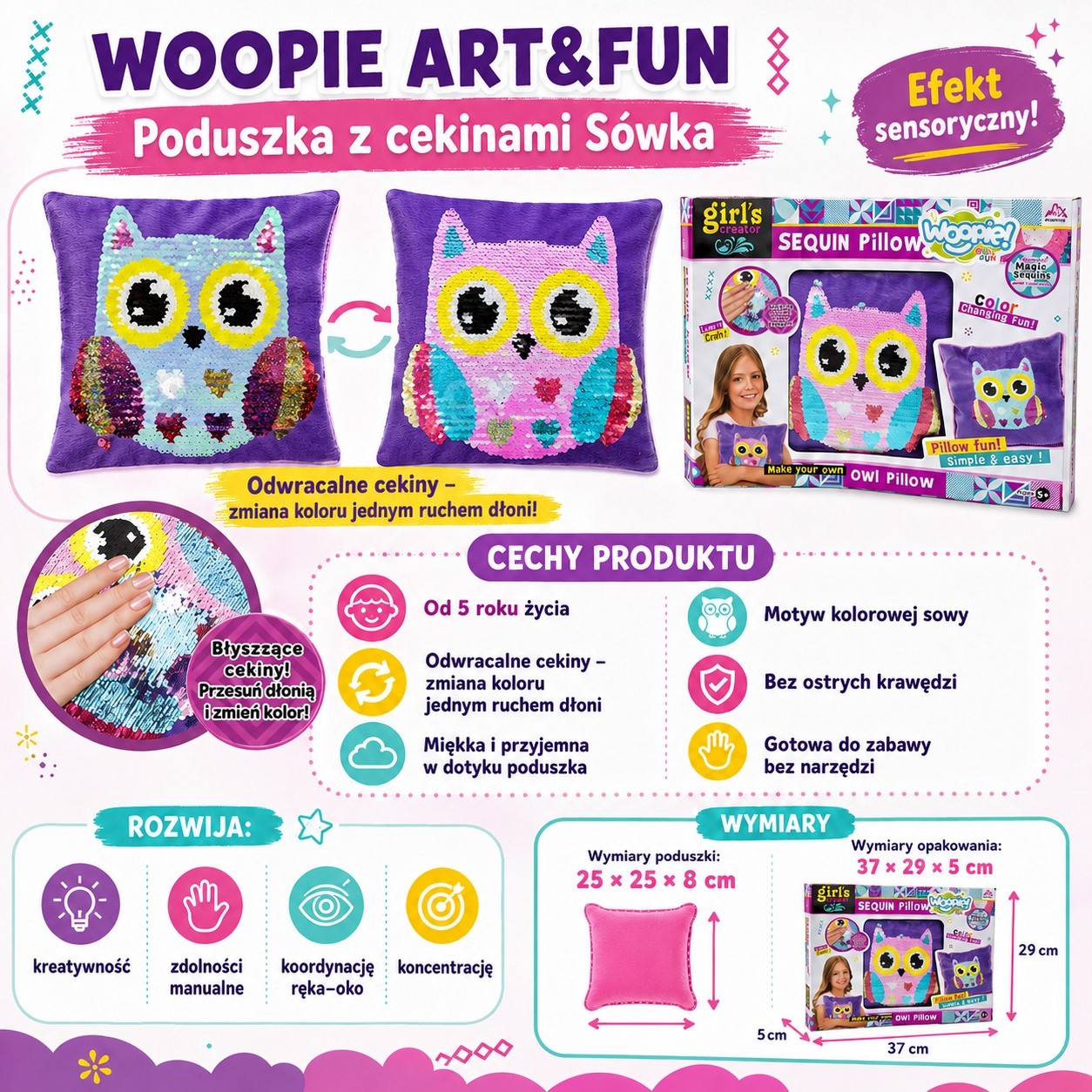 Woopie Art&fun Kreativset Eulenkissen zum Dekorieren