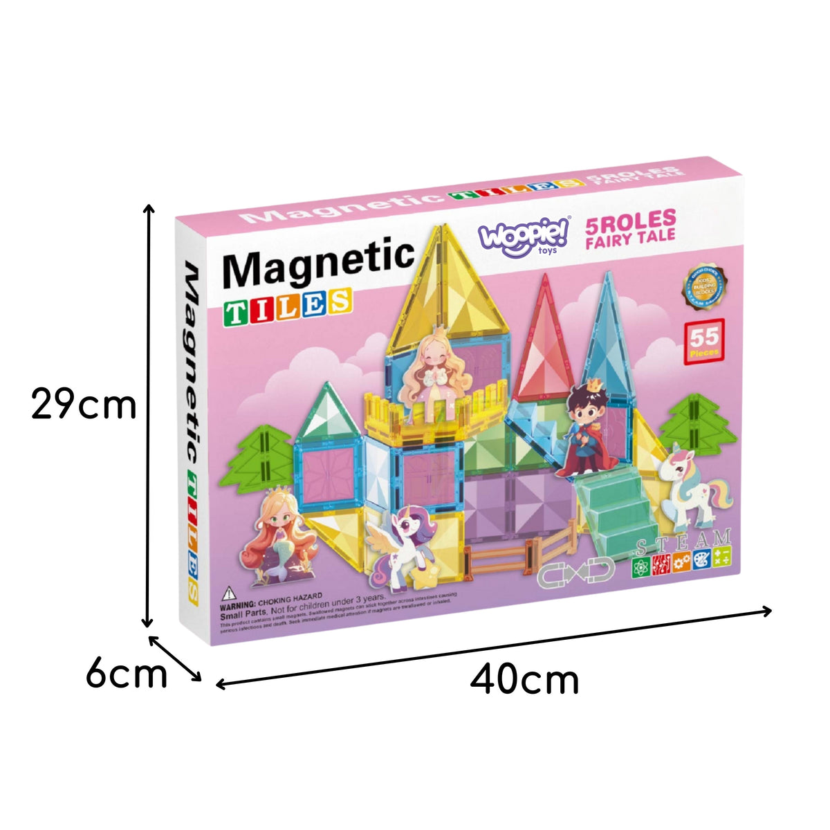 Woopie magnetische bouwblokken 3D-educatieve set Sprookjeskasteel 55-delig.