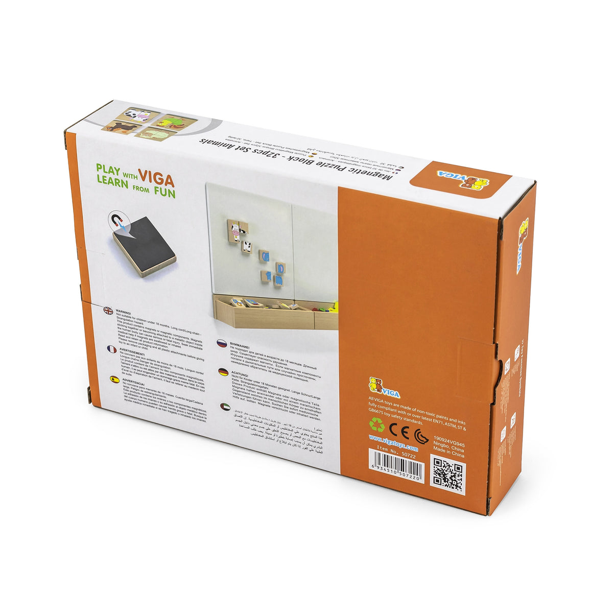 Dřevěné magnetické puzzle Viga Puzzle Animals s certifikací Fsc