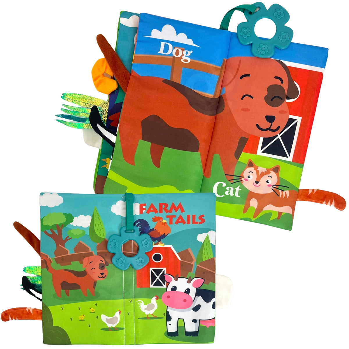 Woopie Baby Animal Tails stoffen boek