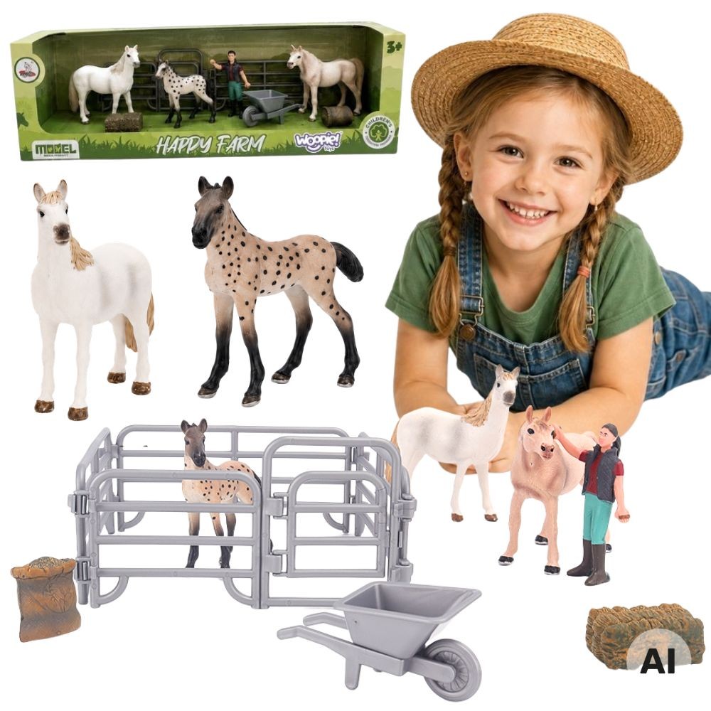 Woopie Farm Horses Figure Set Little Farmer 11 Pcs Accessories