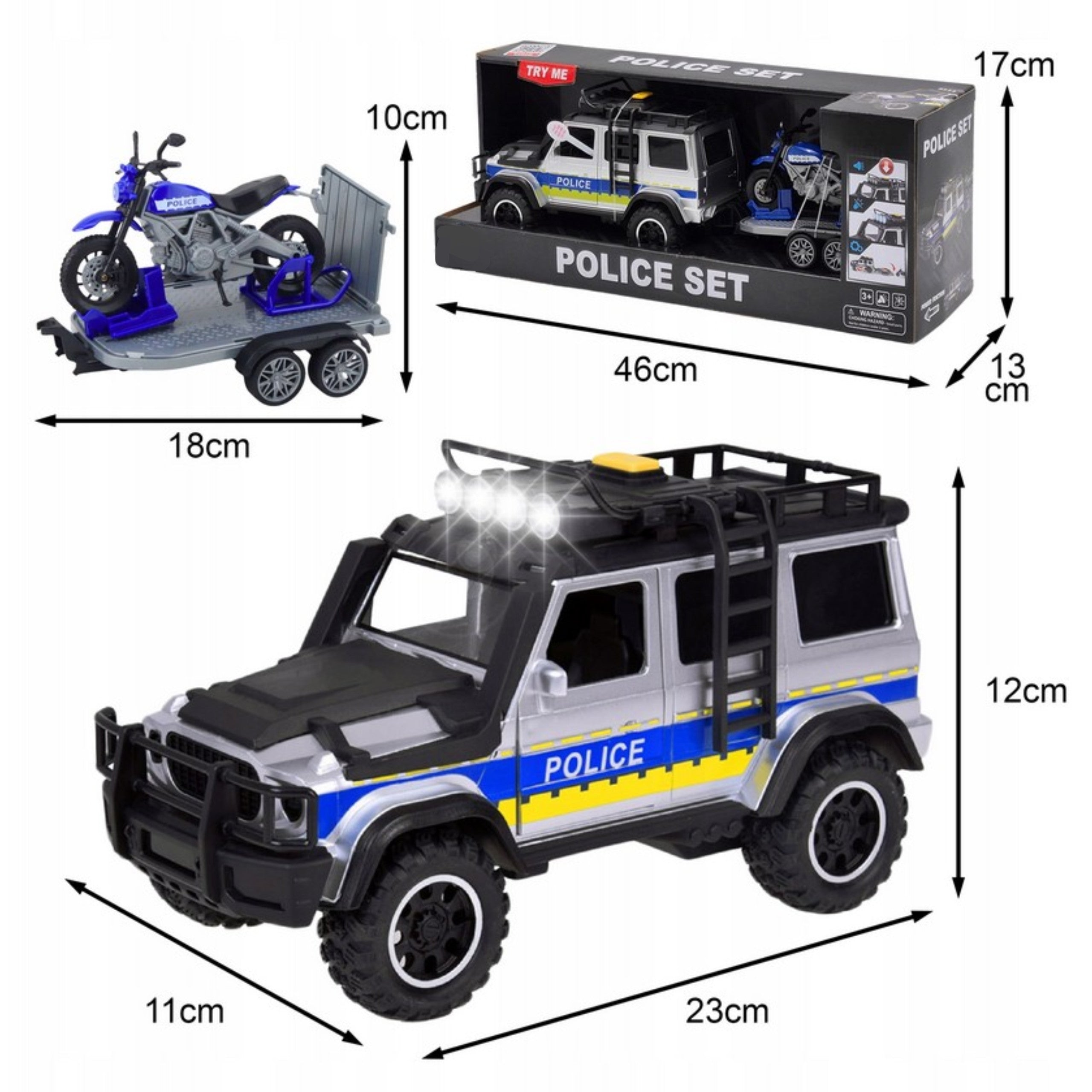 Véhicule tout-terrain de police Woopie avec ensemble de remorques de moto