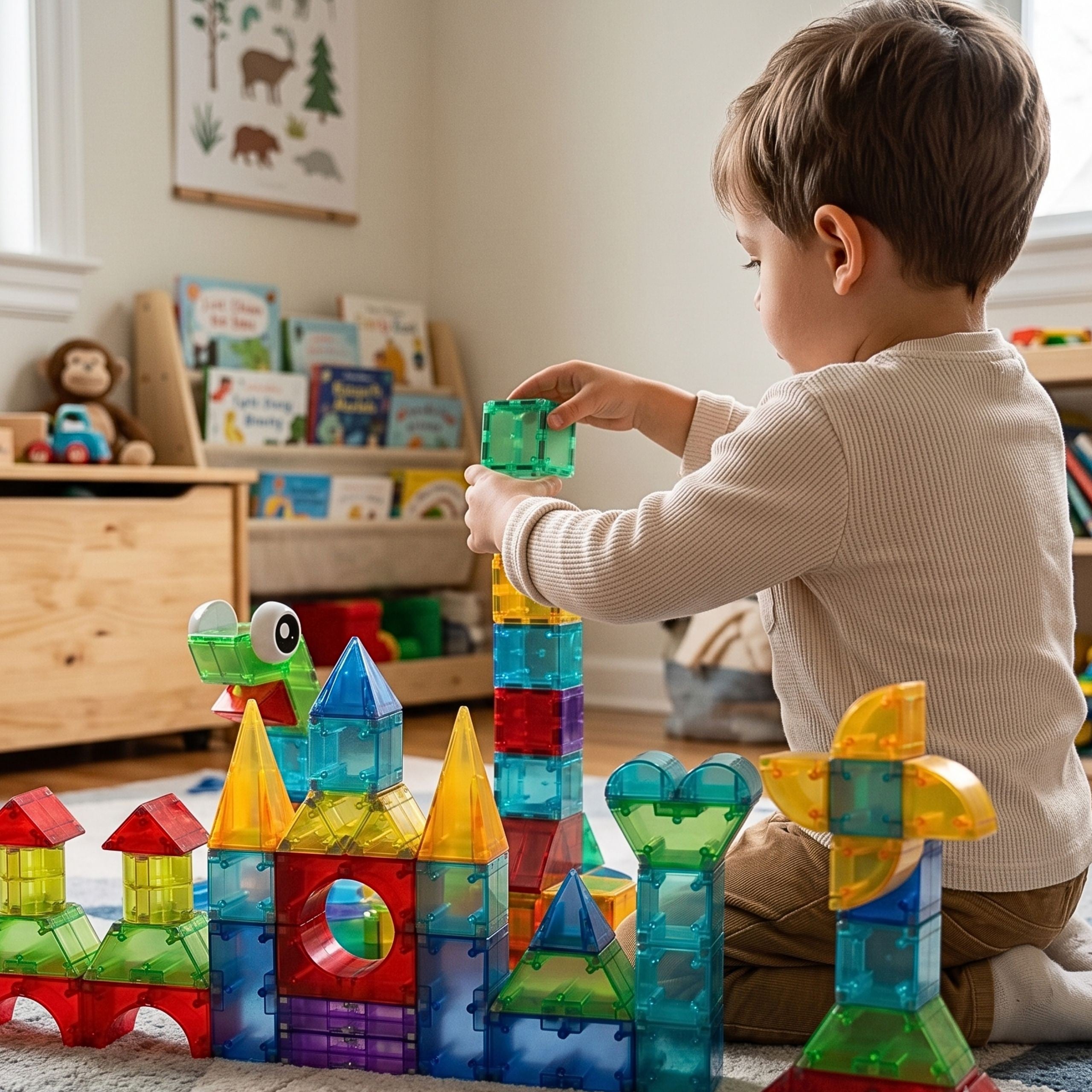 Woopie Образователен комплект с магнитни строителни блокове 3d Cubes 63 бр.