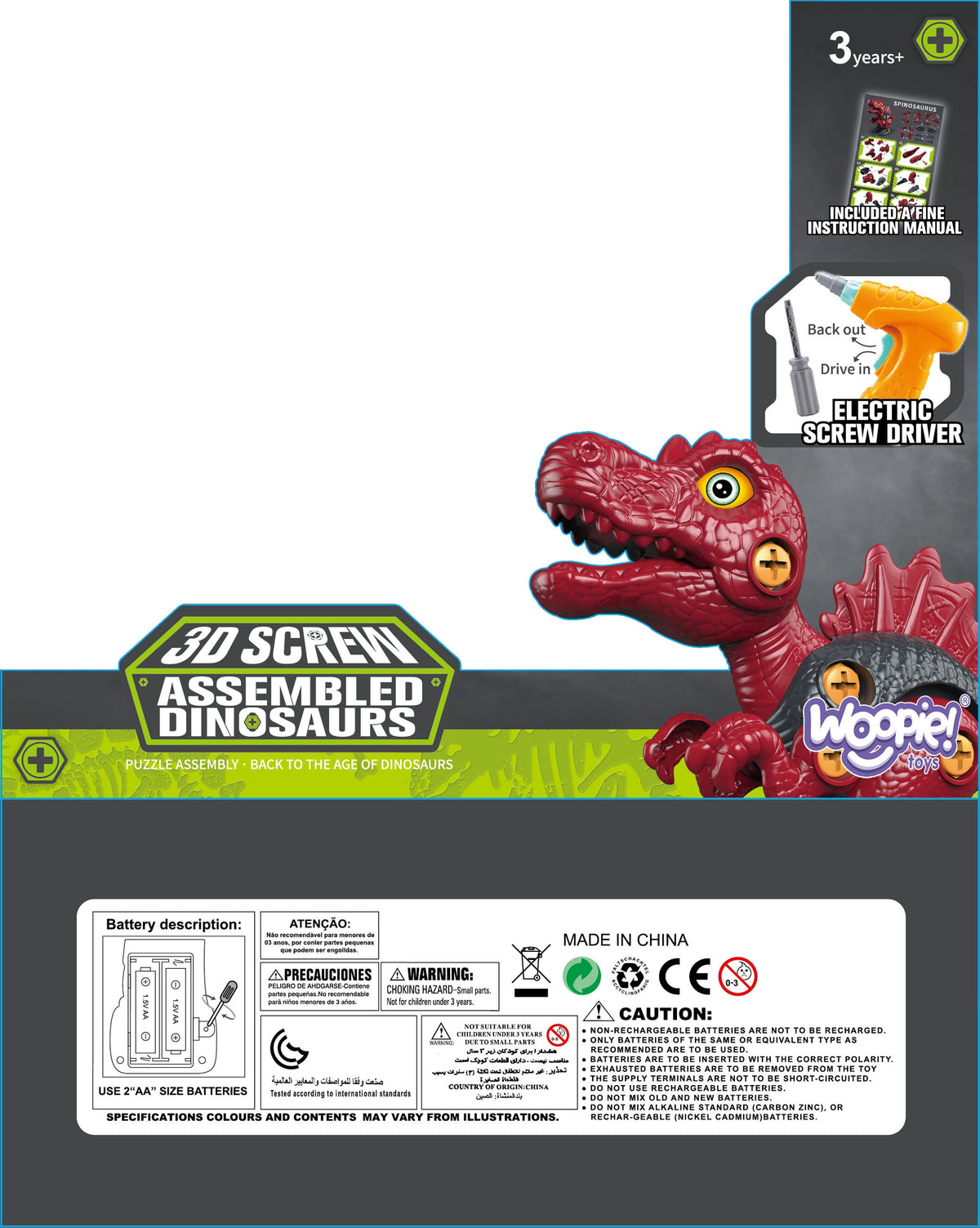 Woopie Dinosaur csavarozó építőkészlet + fúró 31 db.