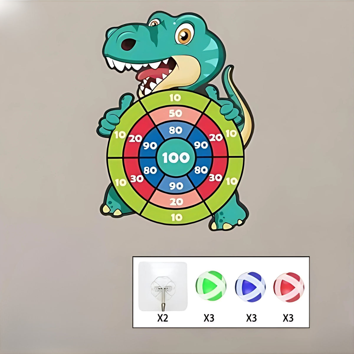 Zestaw gier zręcznościowych Woopie Velcro Darts 2w1: tarcza + wyrzutnia łuków dinozaurów
