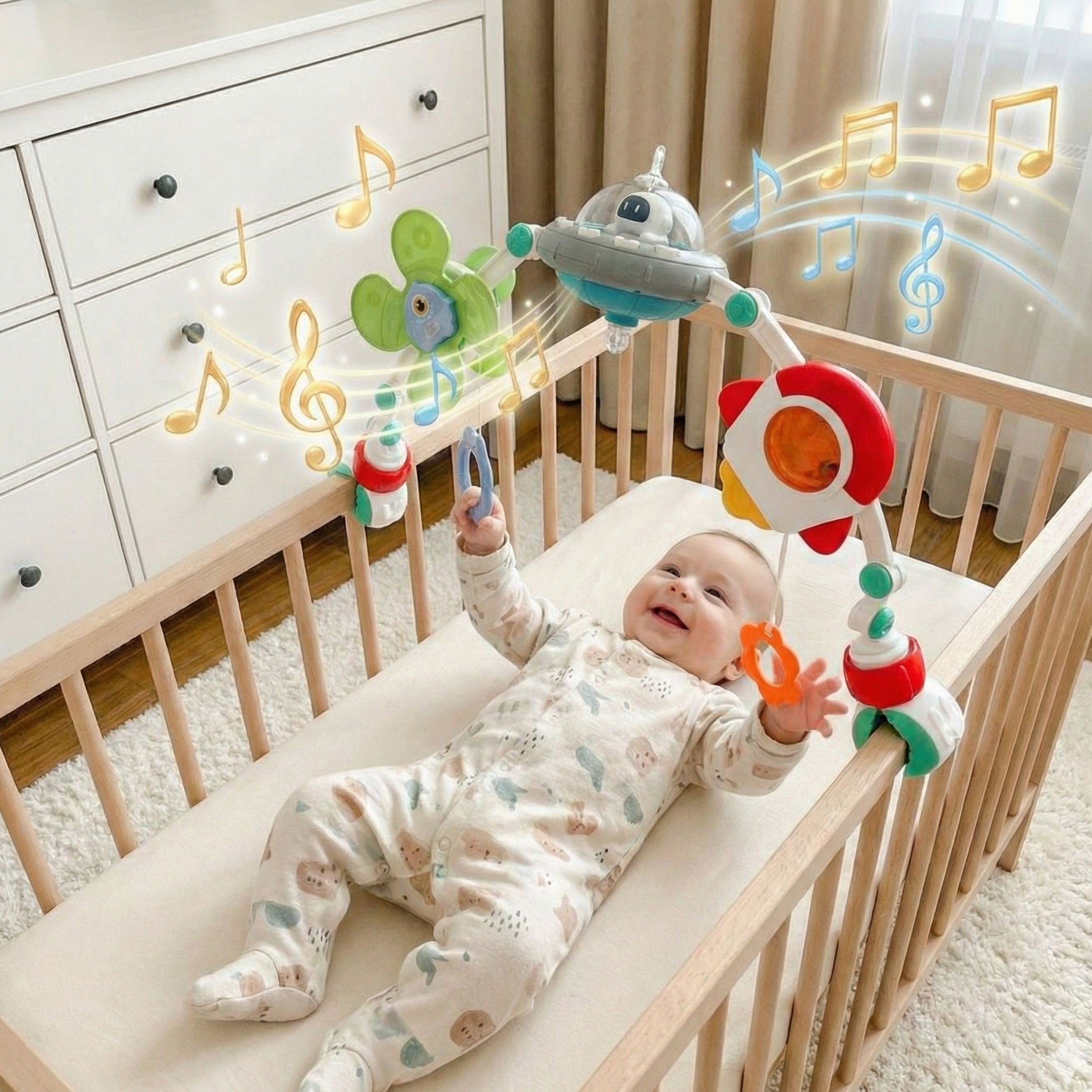 Woopie Baby Interaktívny oblúk do postieľky s hraním uspávanky