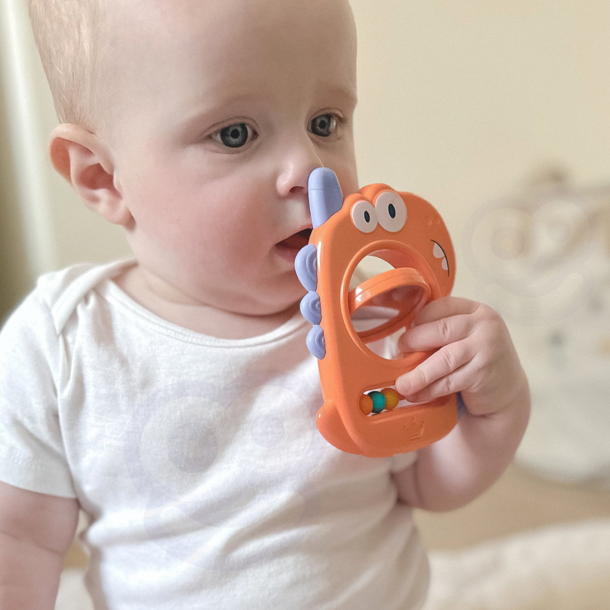 Woopie Baby Senzorická hračka Kousátko Zrcátko Dino