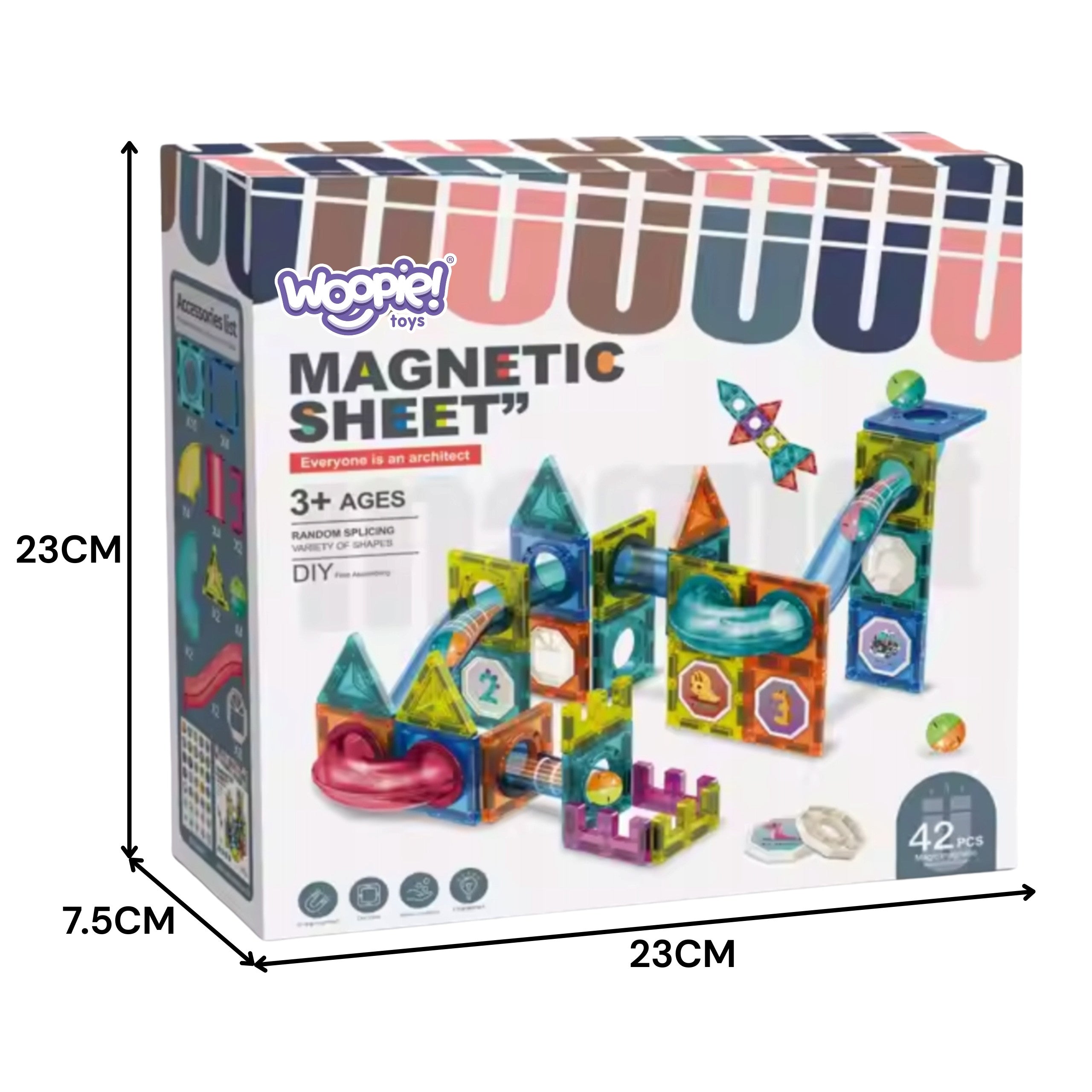 Woopie Blocs de Construction Magnétiques Ensemble Éducatif 3d Ball Track 42 Pcs.
