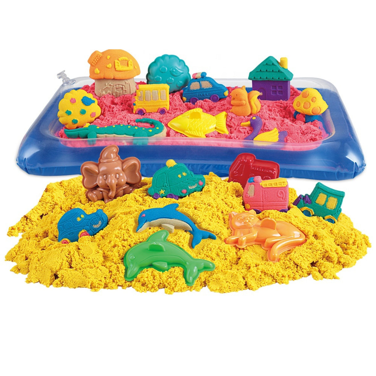 Woopie Kinetic Sand 0,8 Kg Set Dans Panier Avec Moules + /