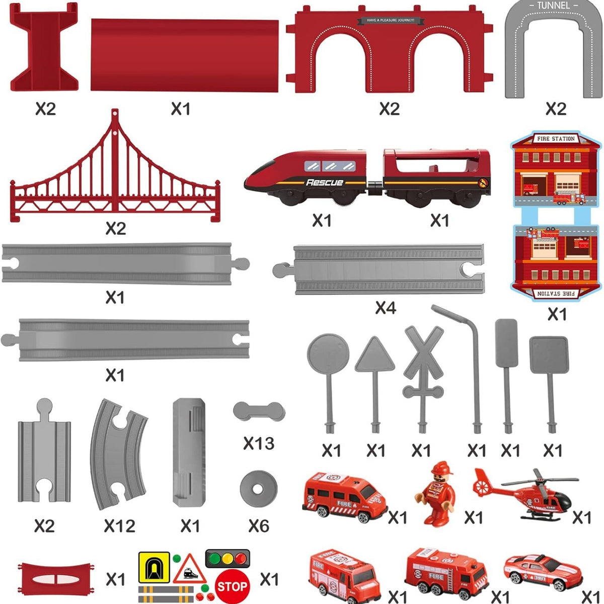 Woopie Pendolino Coffret Train Électrique Pompiers 66pcs.