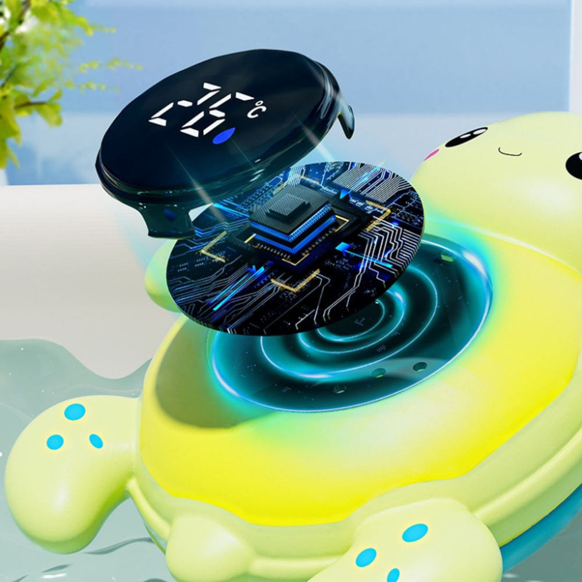 Woopie Baby Thermomètre de bain 2 en 1 pour mesurer la température de l'eau et de la pièce Tortue