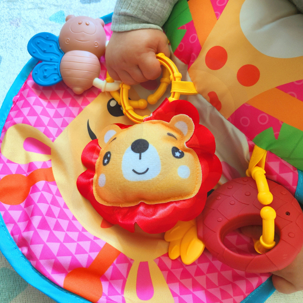 Woopie Baby Pillow Croissant Interactive Educational Mat Rattle Teether