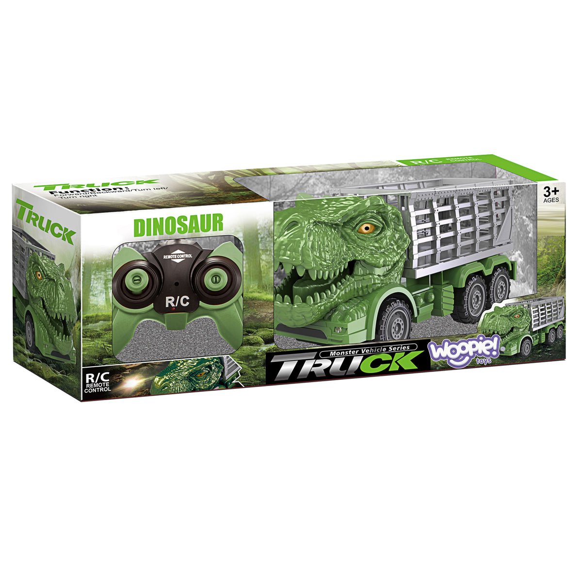Woopie Coche Rc Control Remoto Dinosaurio Verde + Figura