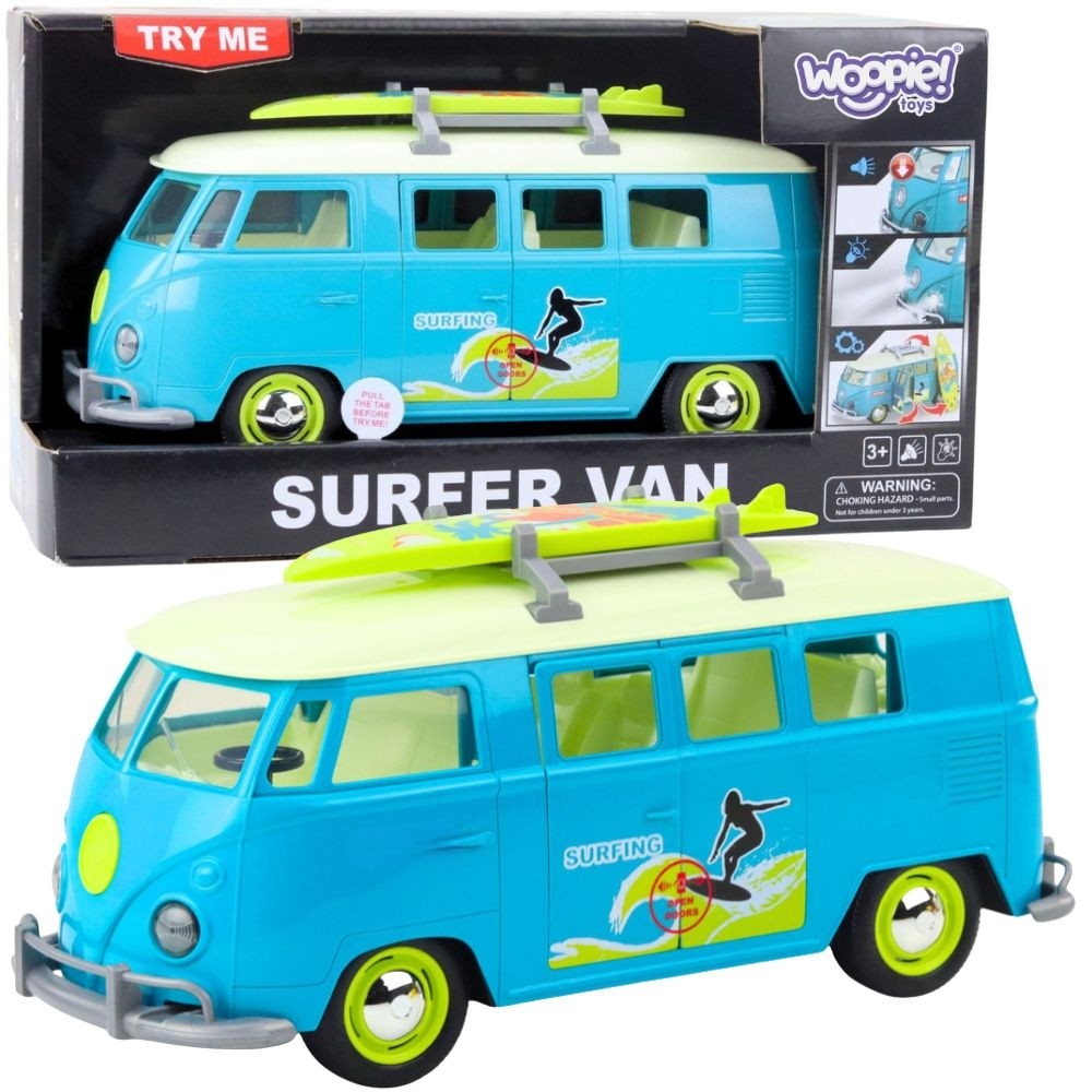 Woopie Car Bus Surfing Classic Red With Lights And Sound Model 1:14