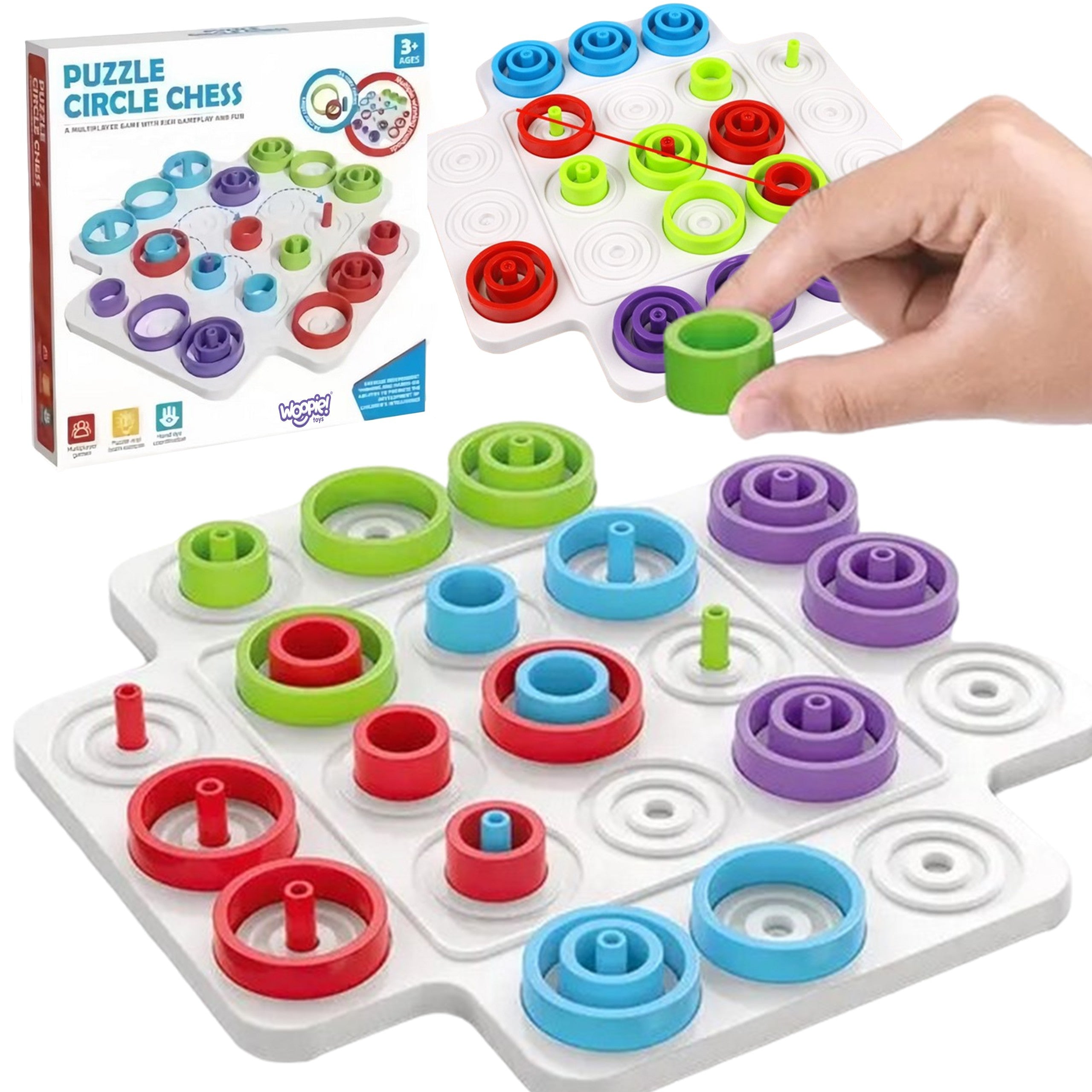 Woopie Iq Logic Game Entraînement cérébral stratégique Tic-tac-toe 36 Pcs.