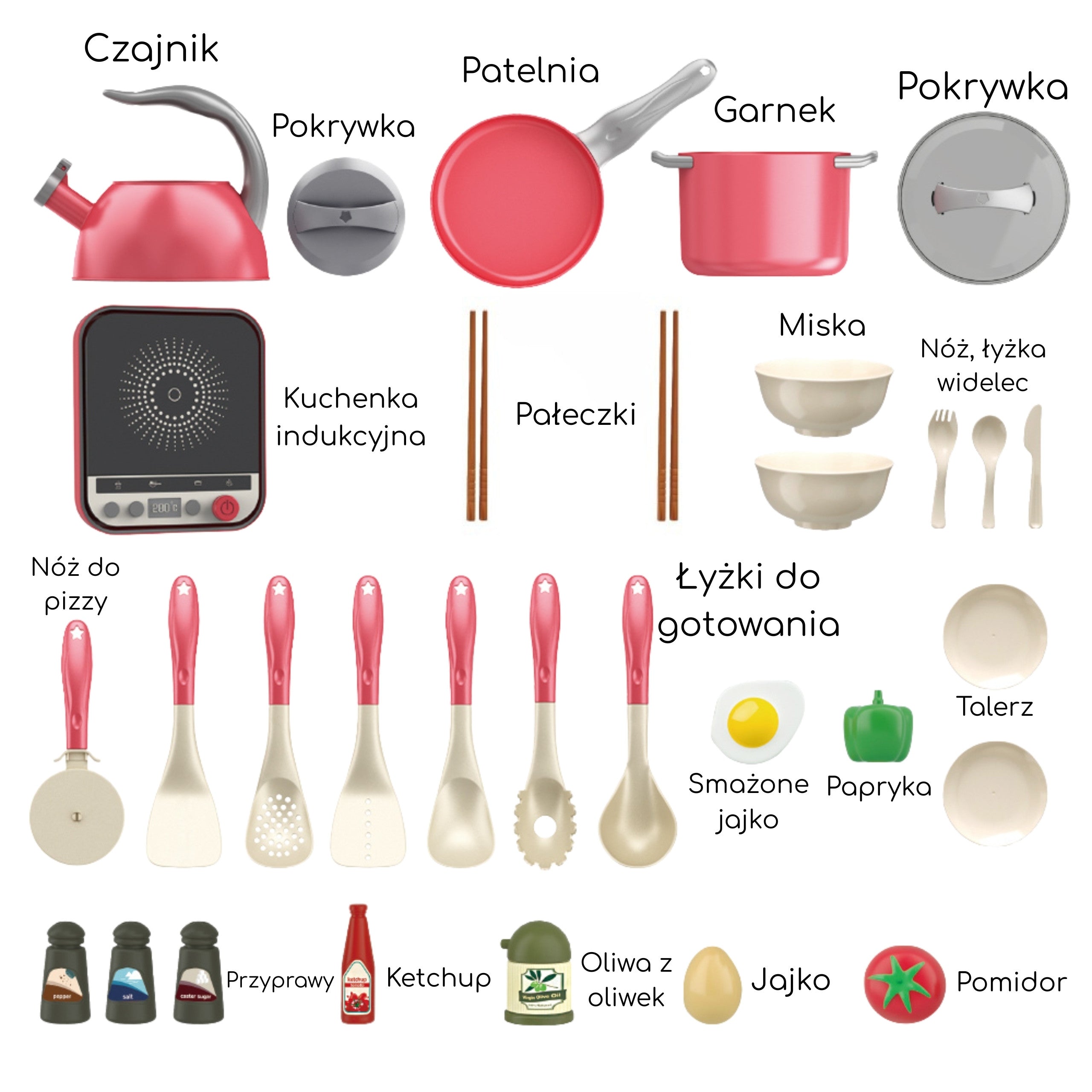 Woopie Little Chef's Set Induktionstöpfe Bratpfanne Wasserkocher Rosa 30-tlg.