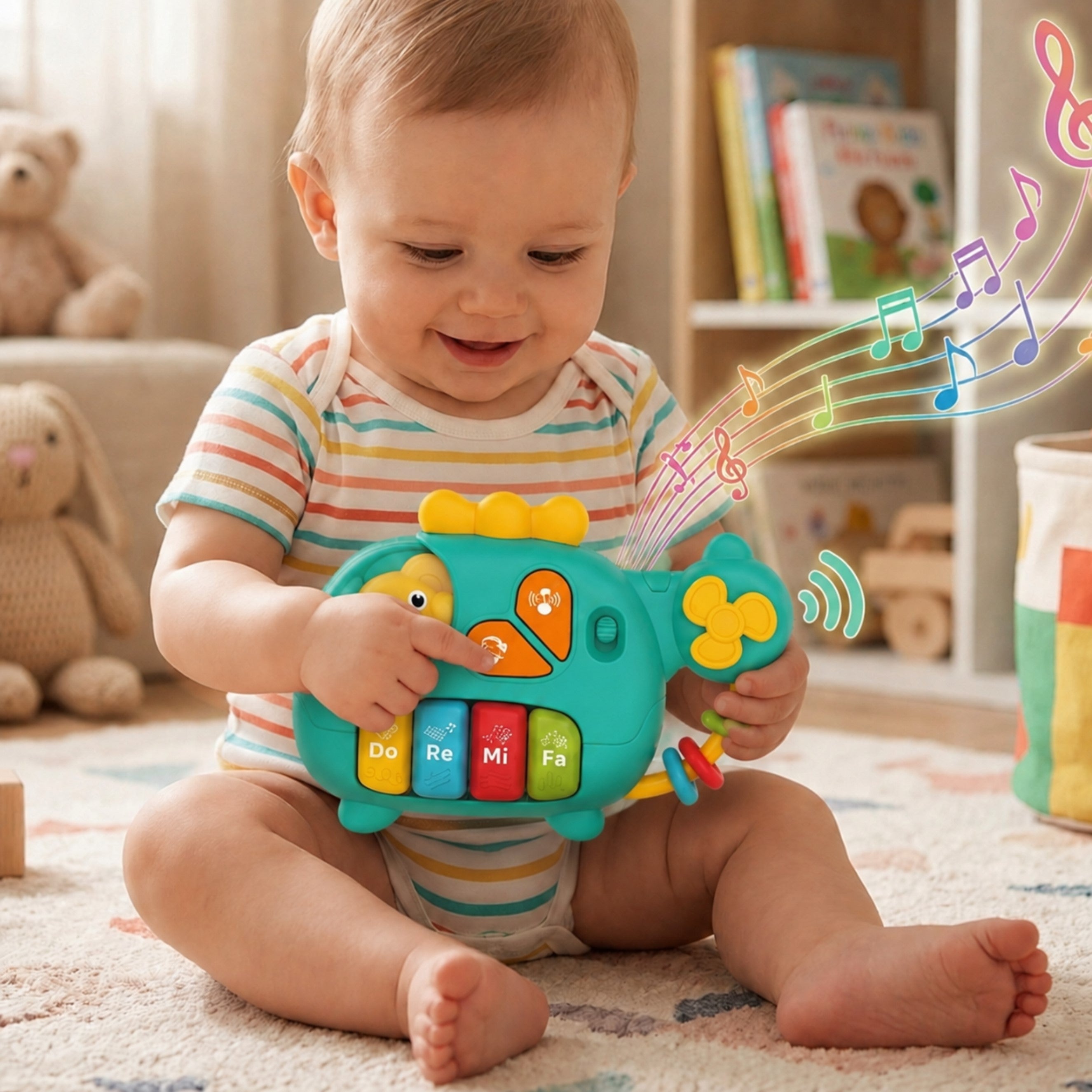 Woopie Baby Interactive Piano Helicopter Elephant Musical Sounds 18m+