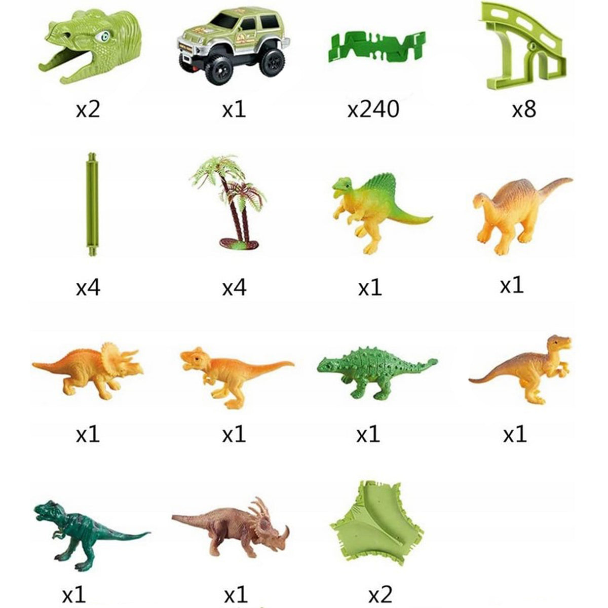 Woopie Xxl Dinosauri Pista per Auto 240 Pezzi.