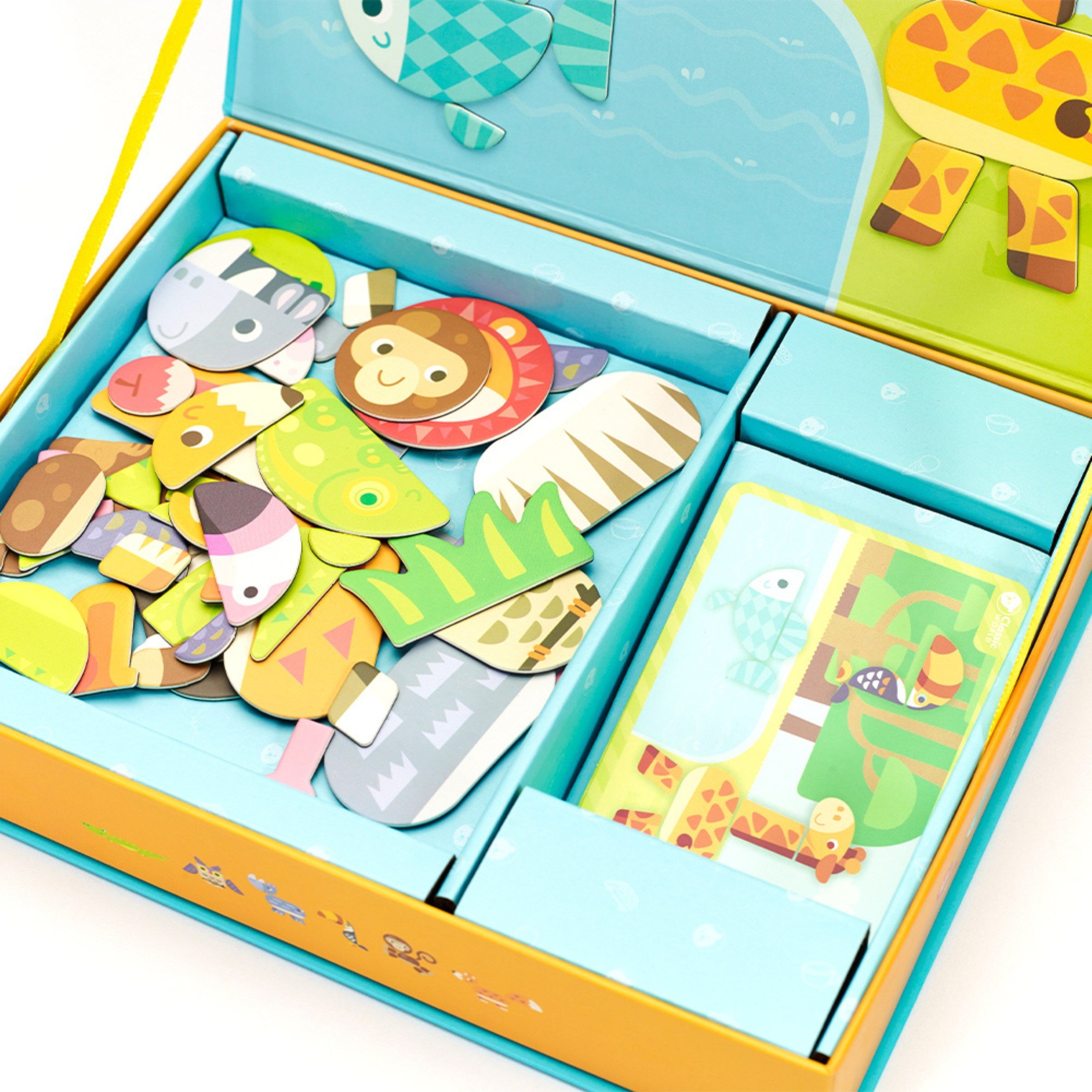 Puzzle magnétique du monde classique, blocs de planche d'animaux, puzzle de mémoire, 60 pièces.