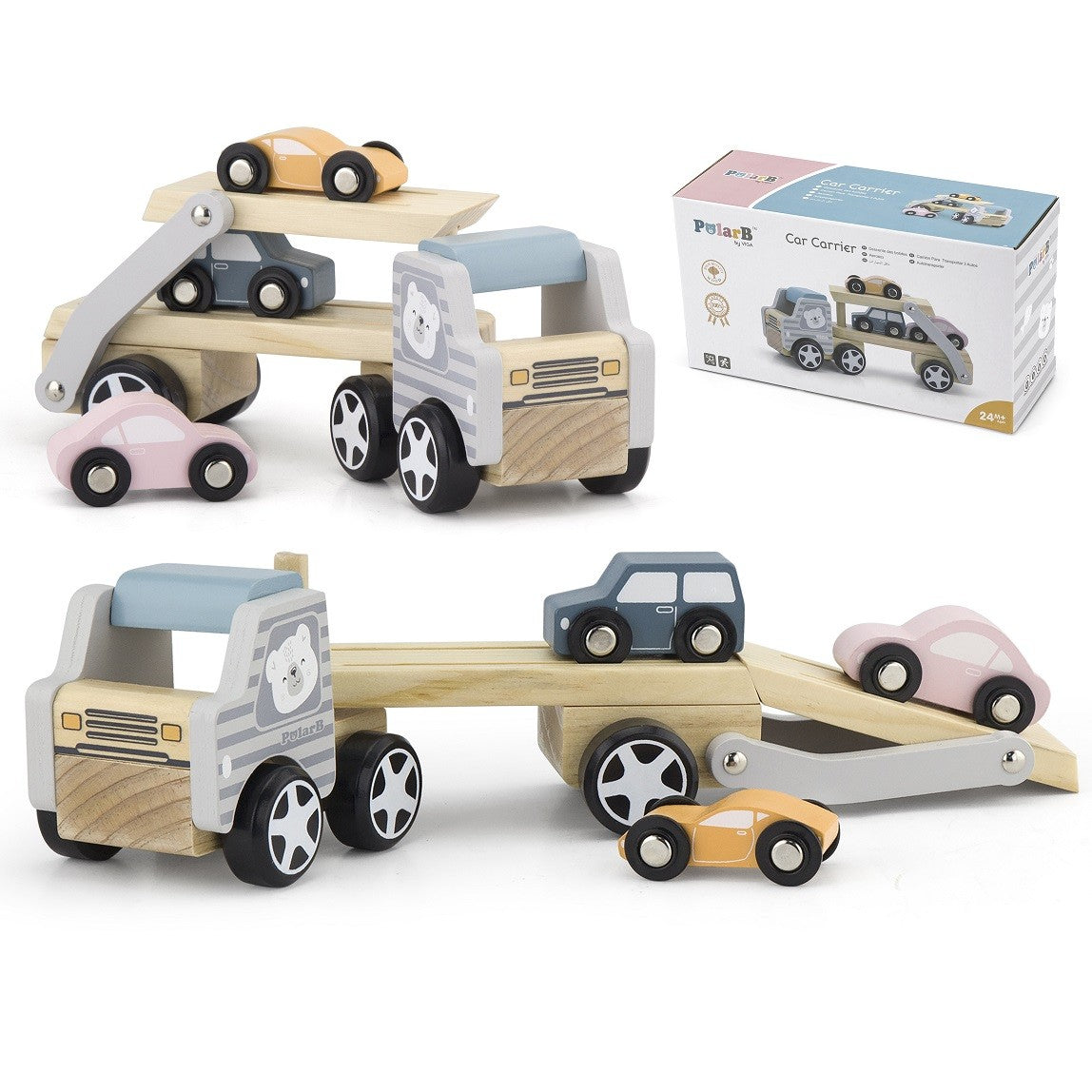 Viga Polarb Macchinina in legno con macchinine Montessori