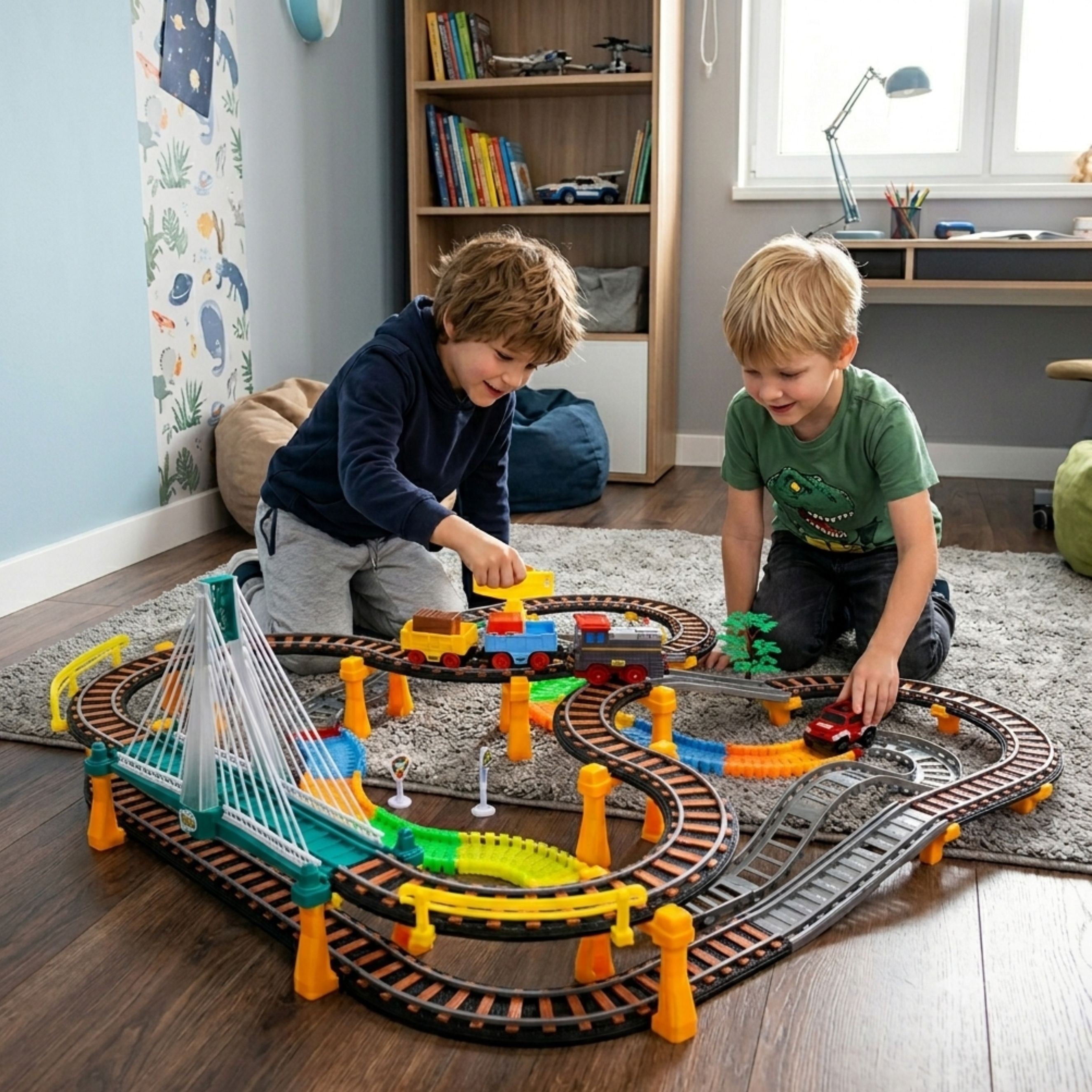 Woopie Electric Train Race Track 2w1 Wiadukt samochodowy Xxl 192 szt.