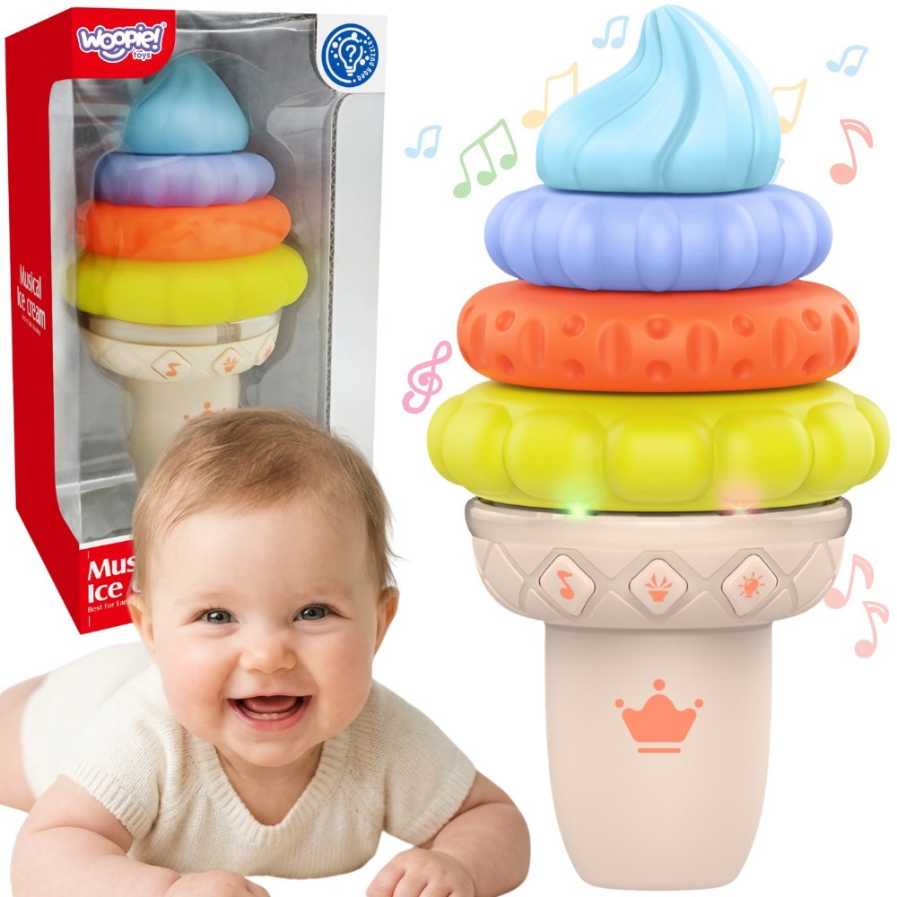 Woopie Baby Musical Ice Cream Educational Sensory Puzzle 5 Pieces Sound Light
