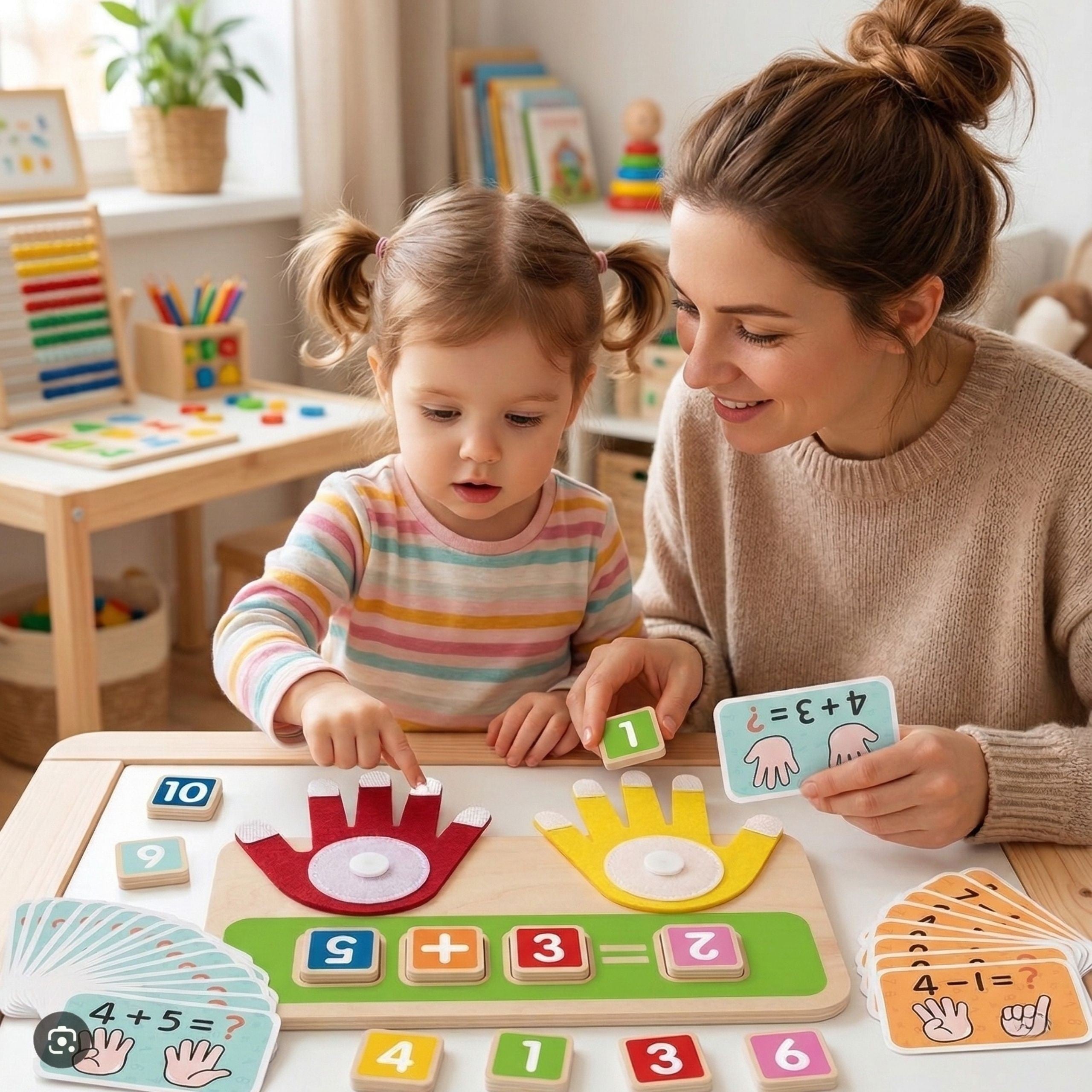 Tooky Toy Wooden Educational Toy For Learning Finger Counting Addition And Subtraction