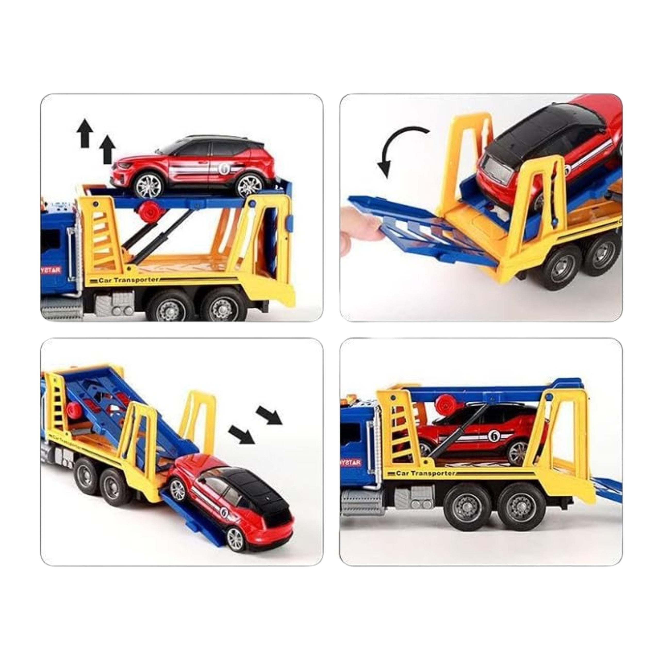 Woopie Grúa Transporter Con Coche Luz Sonido Escala 1:14