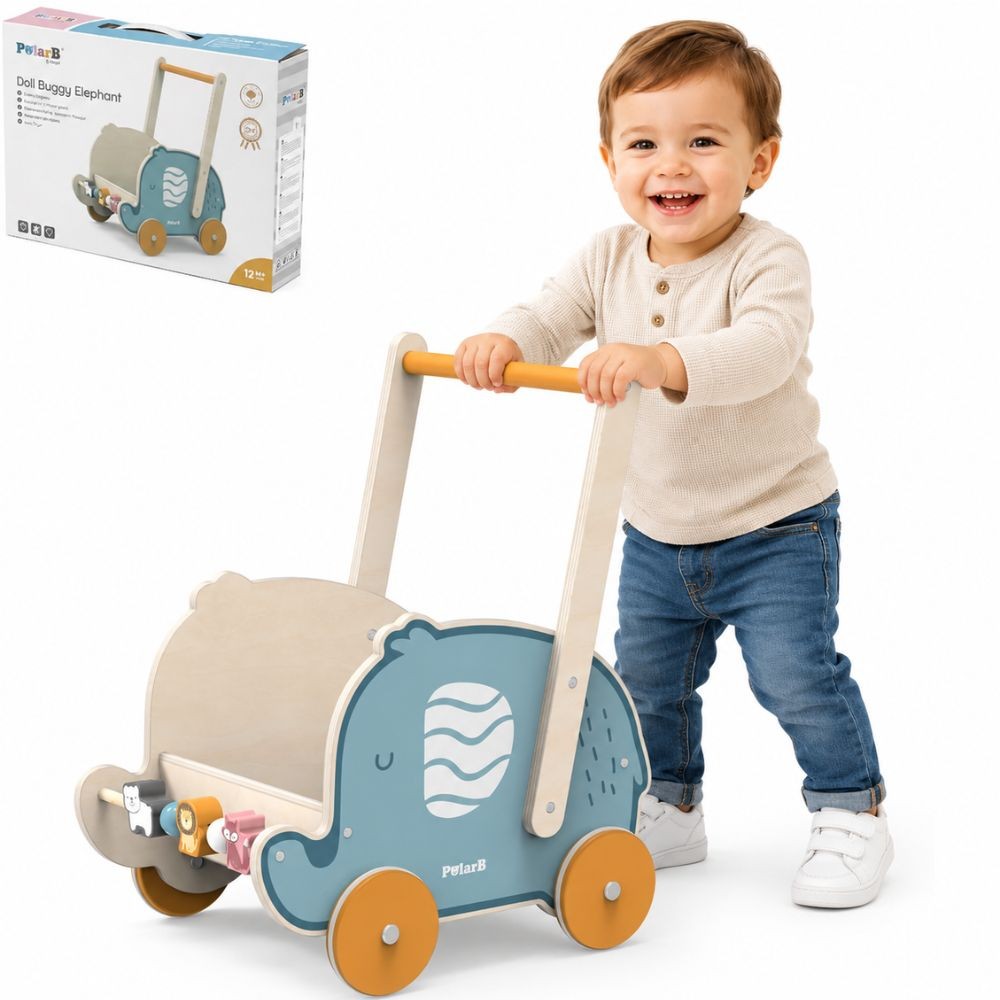 Viga Polarb Carrinho Andador Elefante De Madeira 2 Em 1