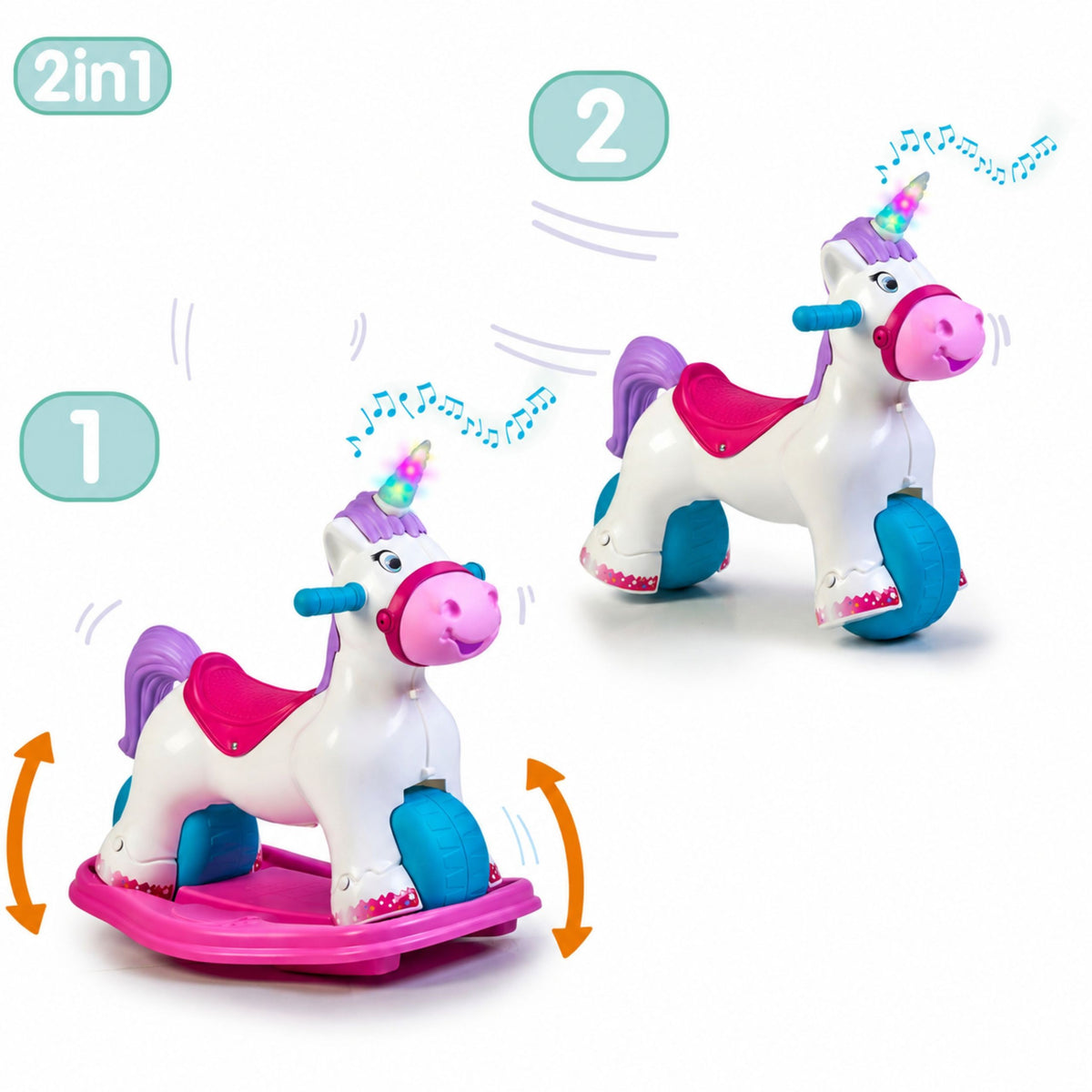 Feber Interactive Rocking Unicorn 2 en 1 - Correpasillos para correr