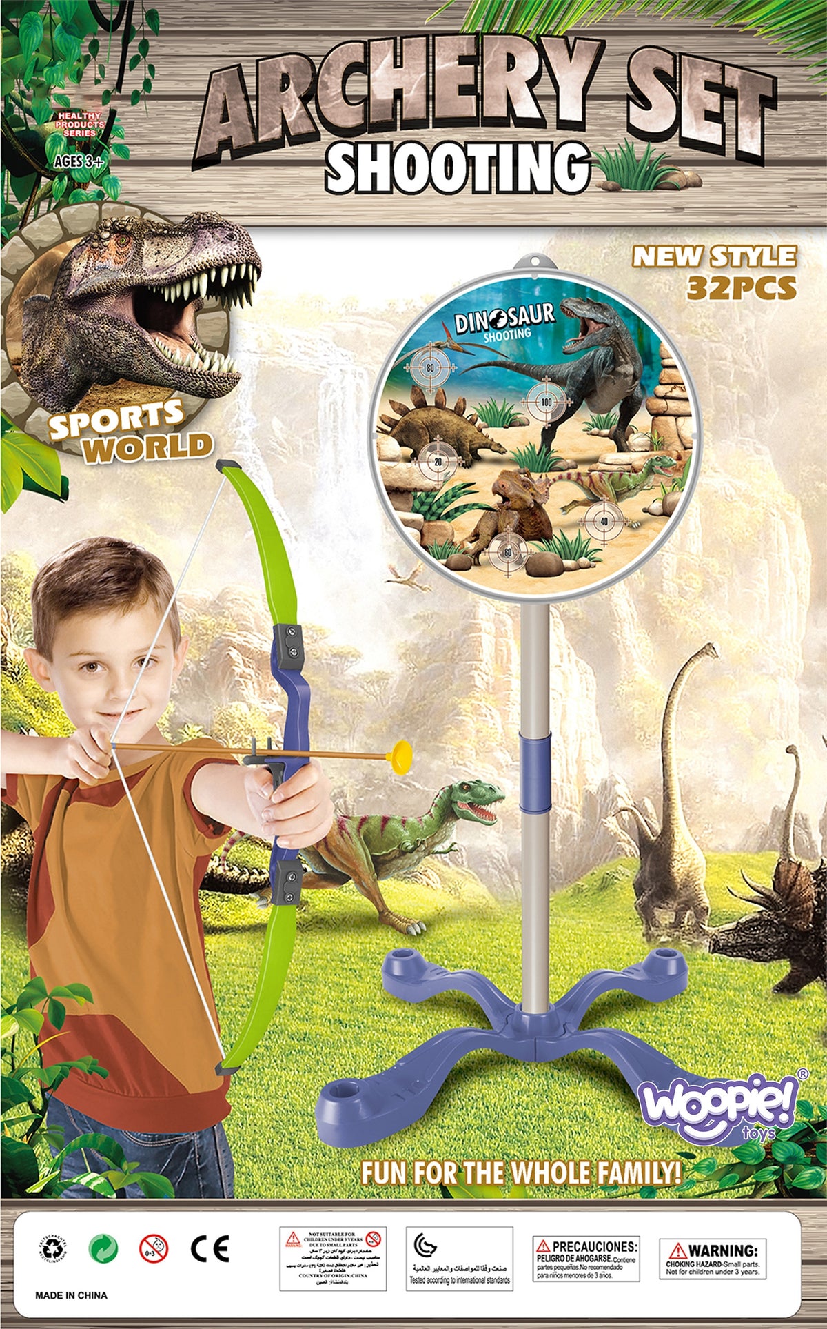 Woopie Little Archer Set Dinosaurs Bow Saigheada Sciath 32 ríomhaire.