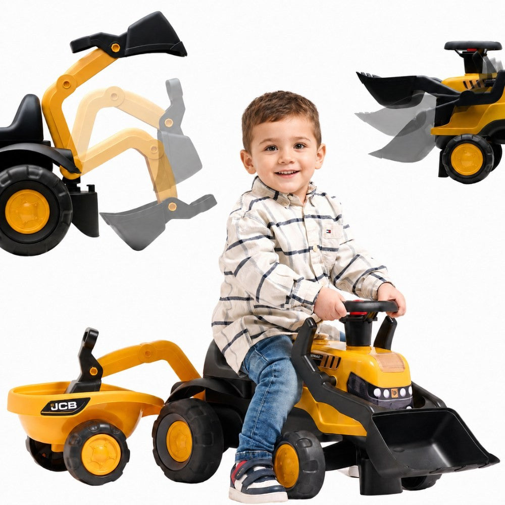 Трактор Falk Ride-on Jcb с ремарке и лопата Безшумни колела 1-3 години
