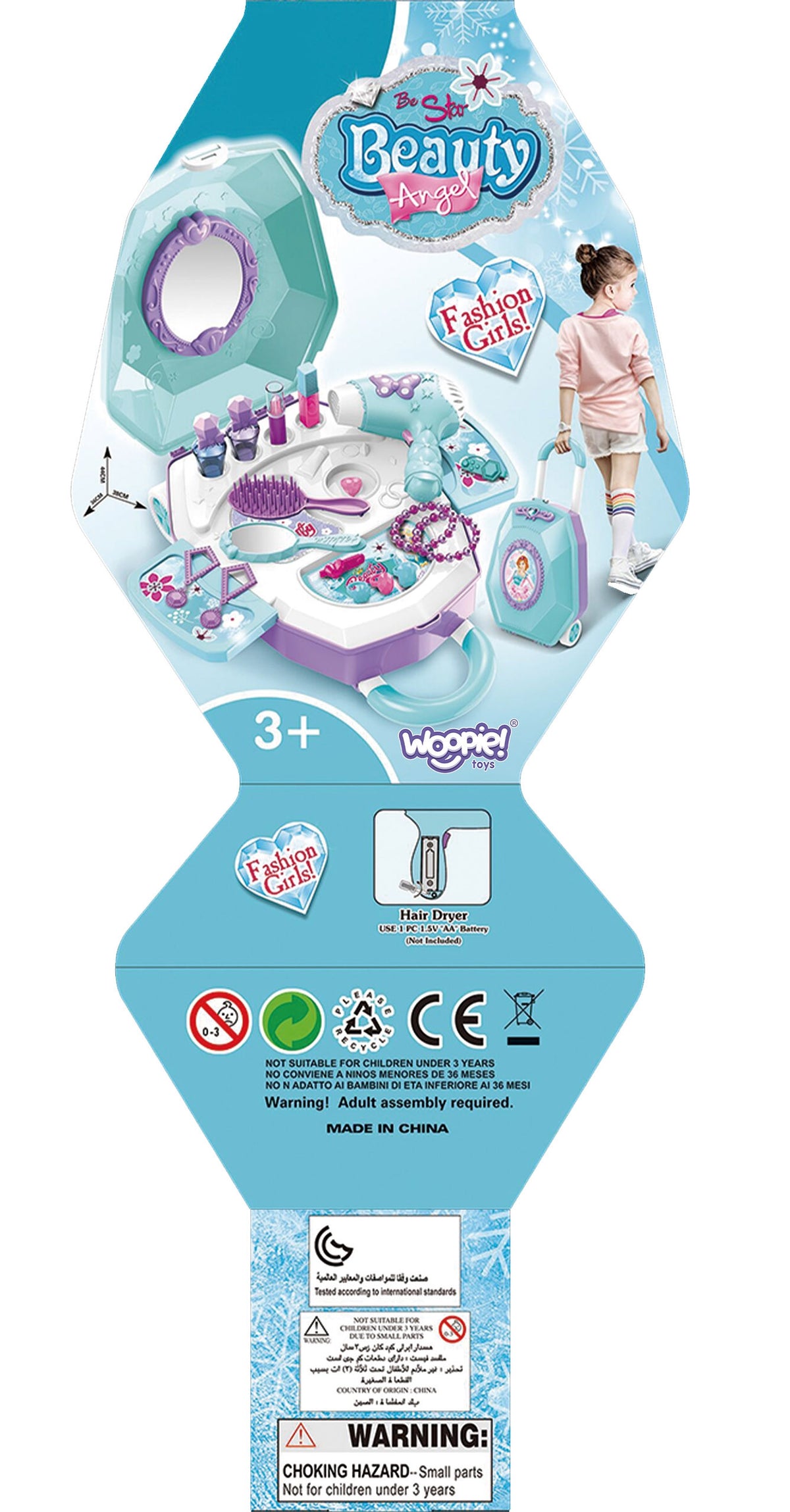 Woopie kaptafel voor meisjes 2 in 1 schoonheidssalon in een koffer