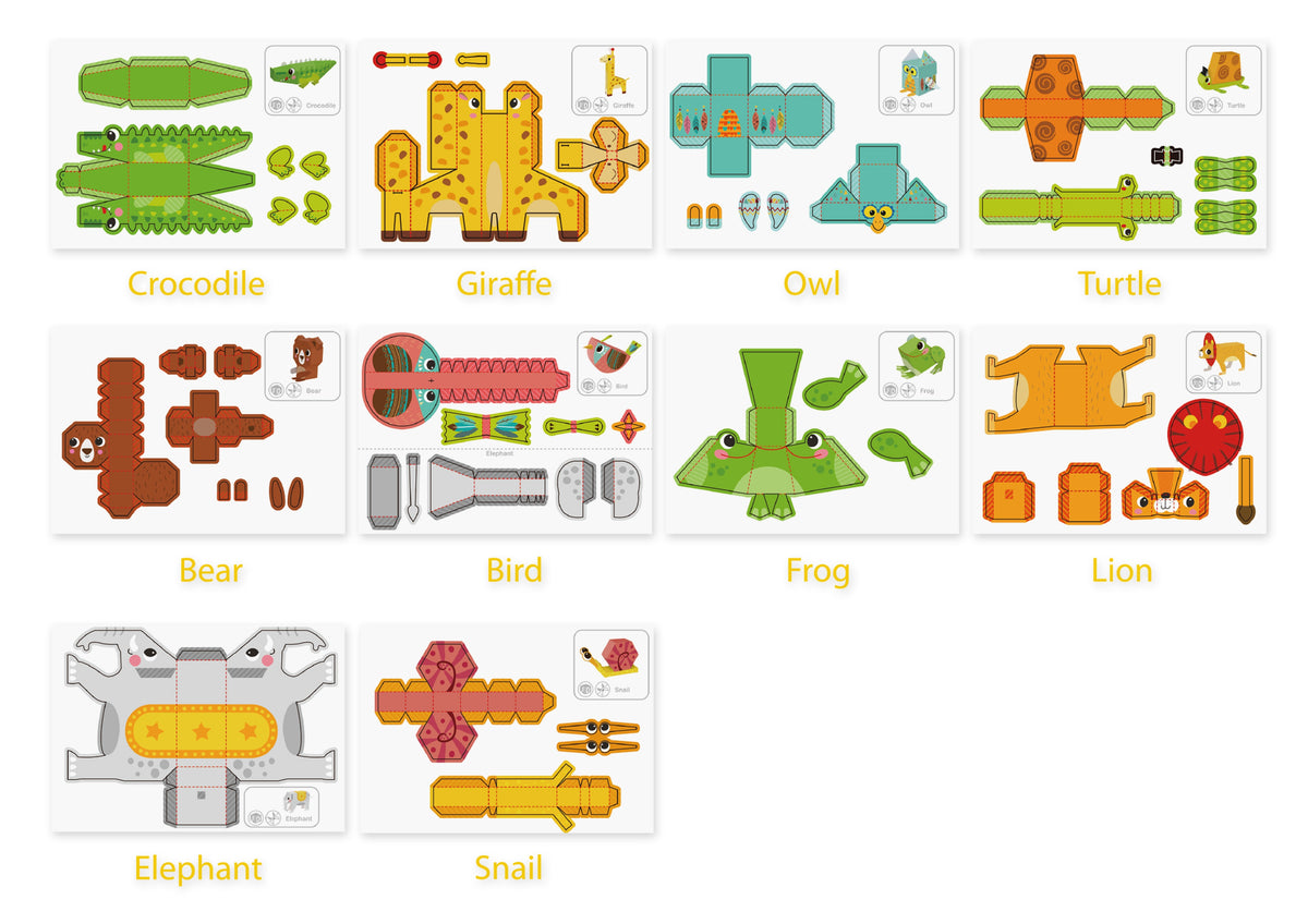 Woopie Art&fun gör-det-själv 3d Origami Creative Kit 10 djur