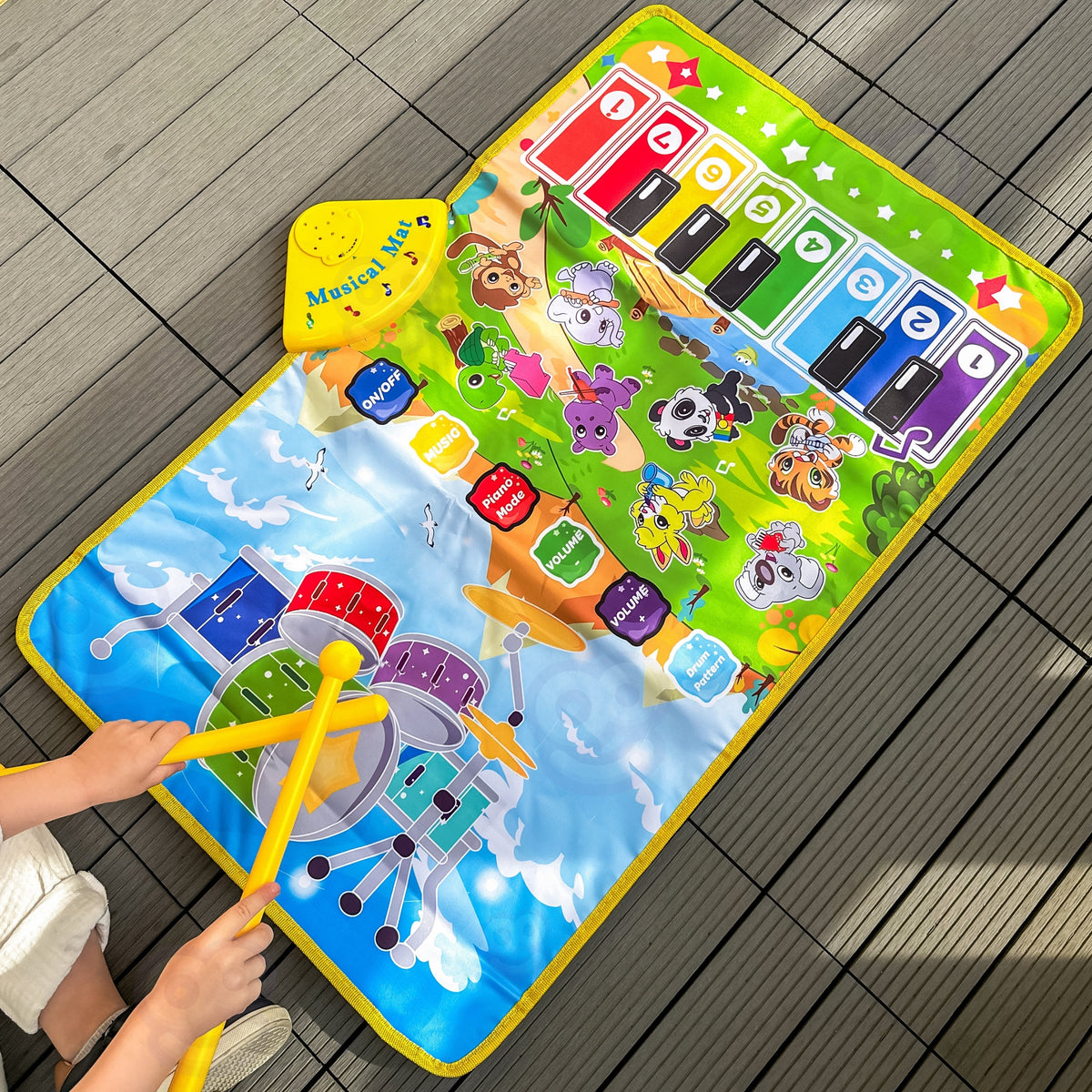 Woopie Musical Mat Animals Piano interativo e bateria 2 em 1