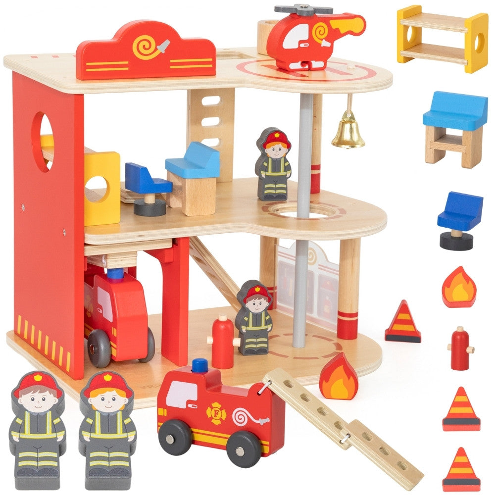 Viga Houten Garage Brandweerkazerneset 14-delig
