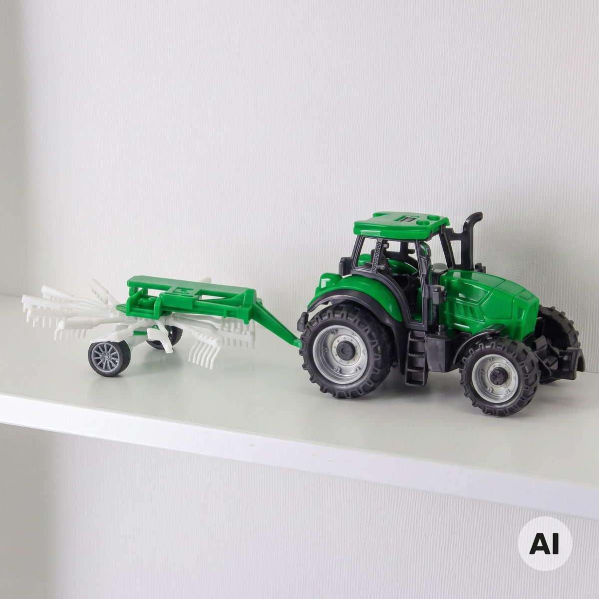Tractor agrícola Woopie con rastrillo