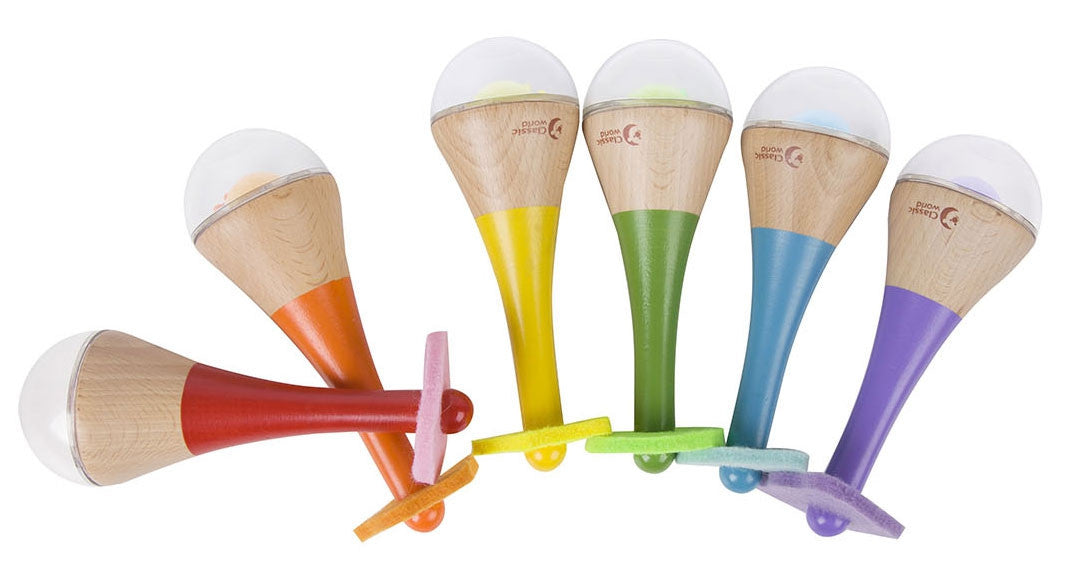 Classic World Rammelaar 2 In 1 Houten Regenboog Maracas Instrument 1 St.