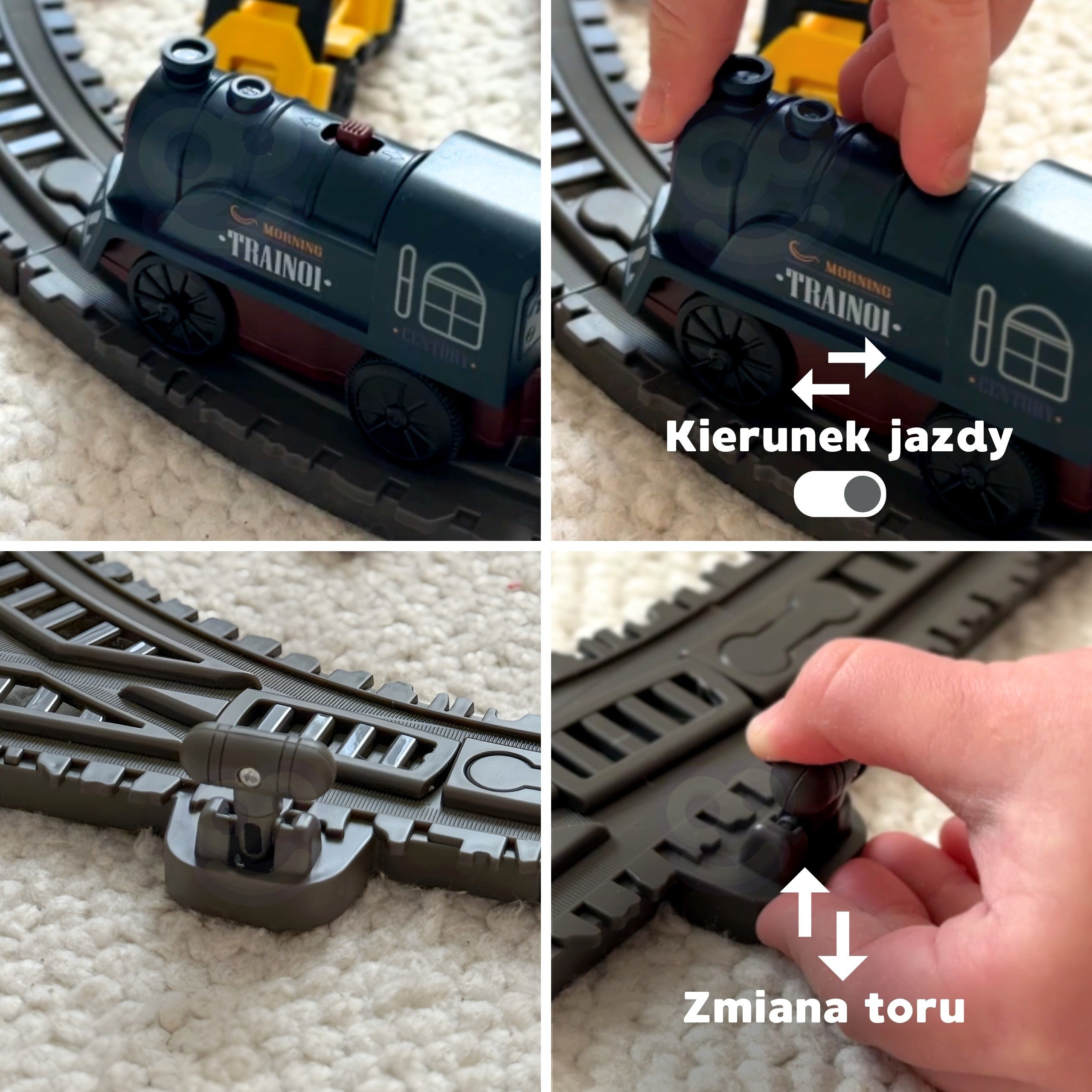 Woopie elektromos vasúti pálya Retro vonatmozdony + 2 vagon – 76 darabos készlet