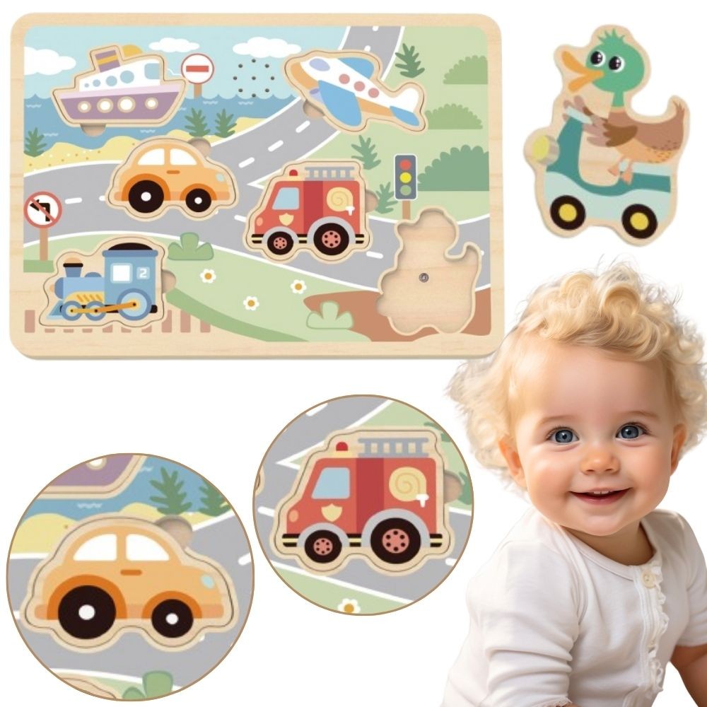 Tooky Toy interaktive Puzzle-Fahrzeuge aus Holz