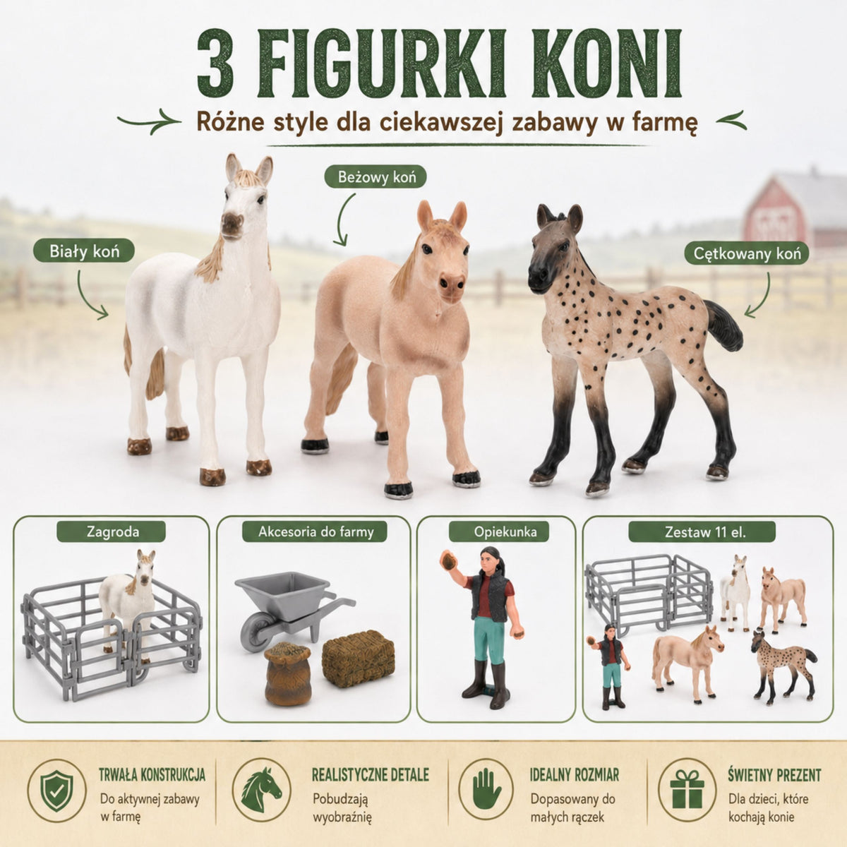 Woopie Farm Horses Figurenset Little Farmer 11-teiliges Zubehör