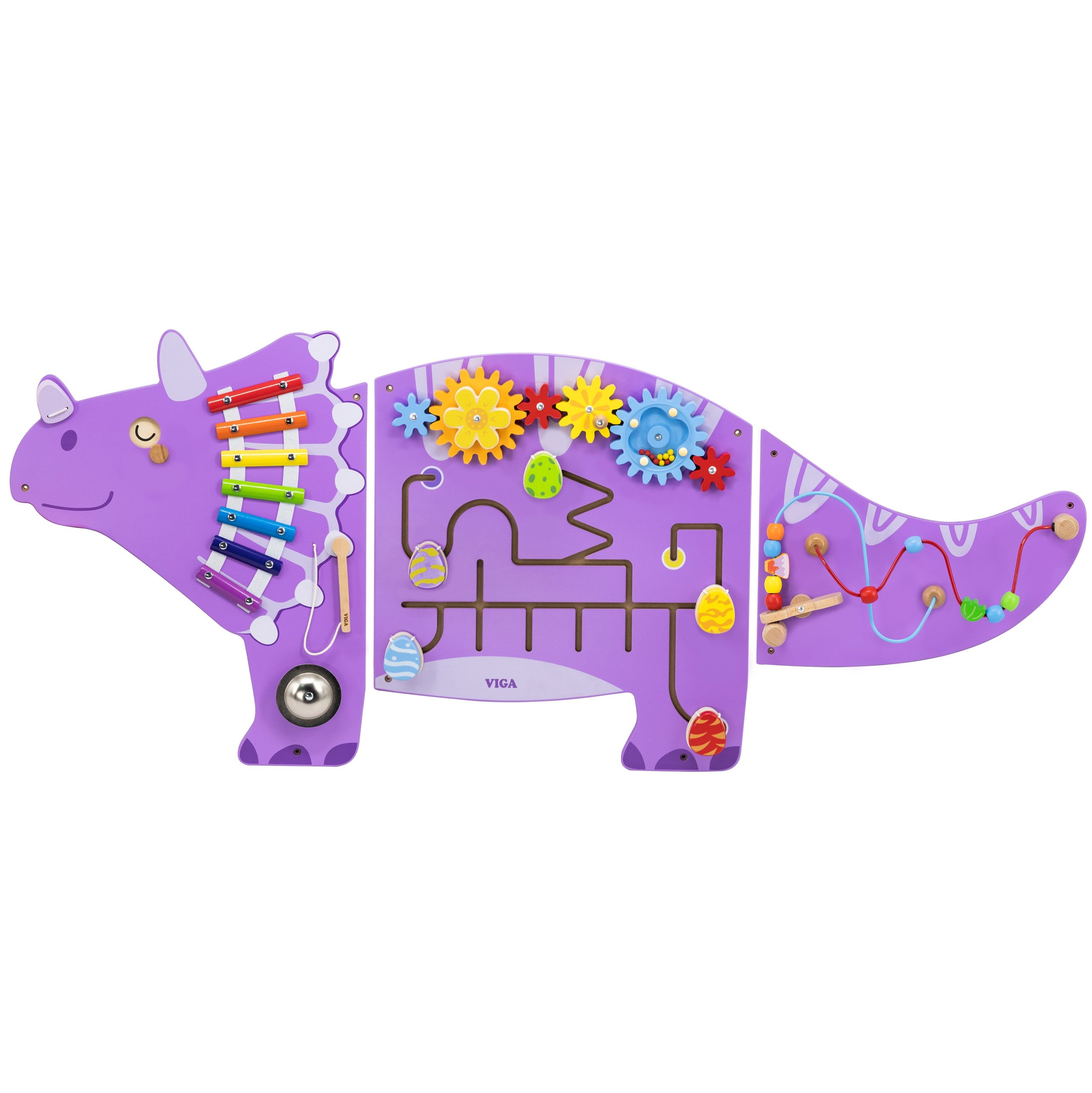 Дървена дъска за сензорна манипулация Viga Edu Triceratops