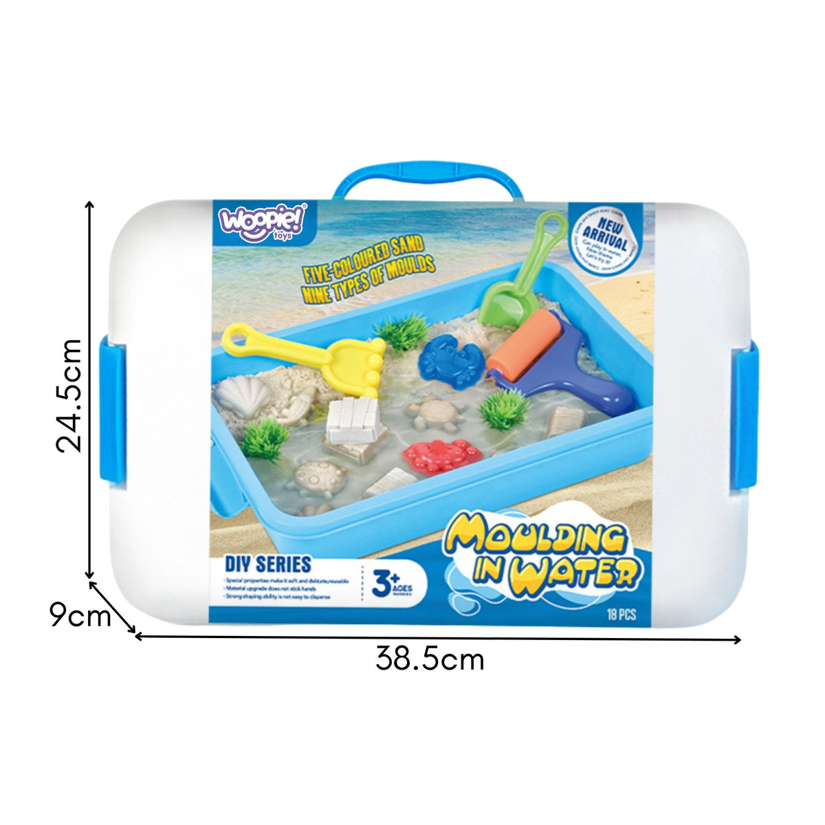 Woopie Kinetic Sand Magic For Water Conjunto de 18 peças com estojo