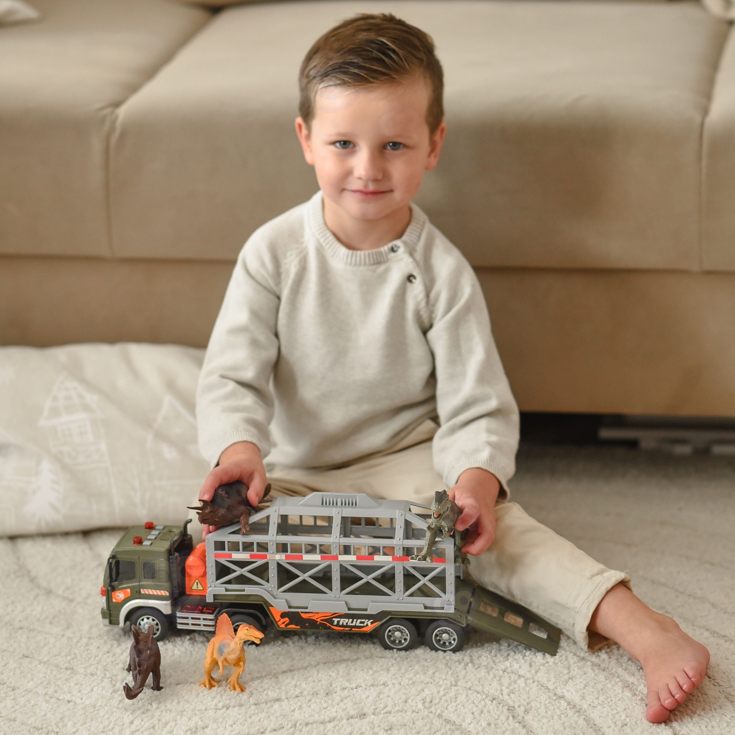 Woopie Dinosaur Transporter Truck Car със звук и светлина