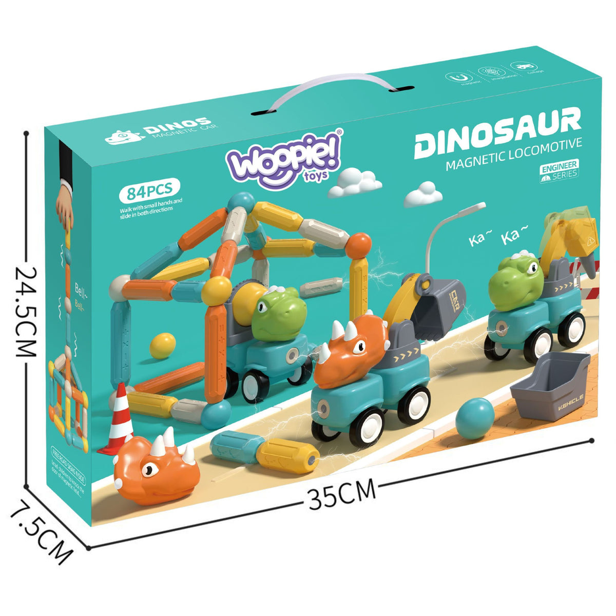 Woopie Magnetiska byggstenar Dinosaurier 84 st.