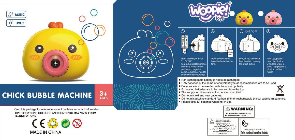 Machine à bulles Woopie Chick pour enfants